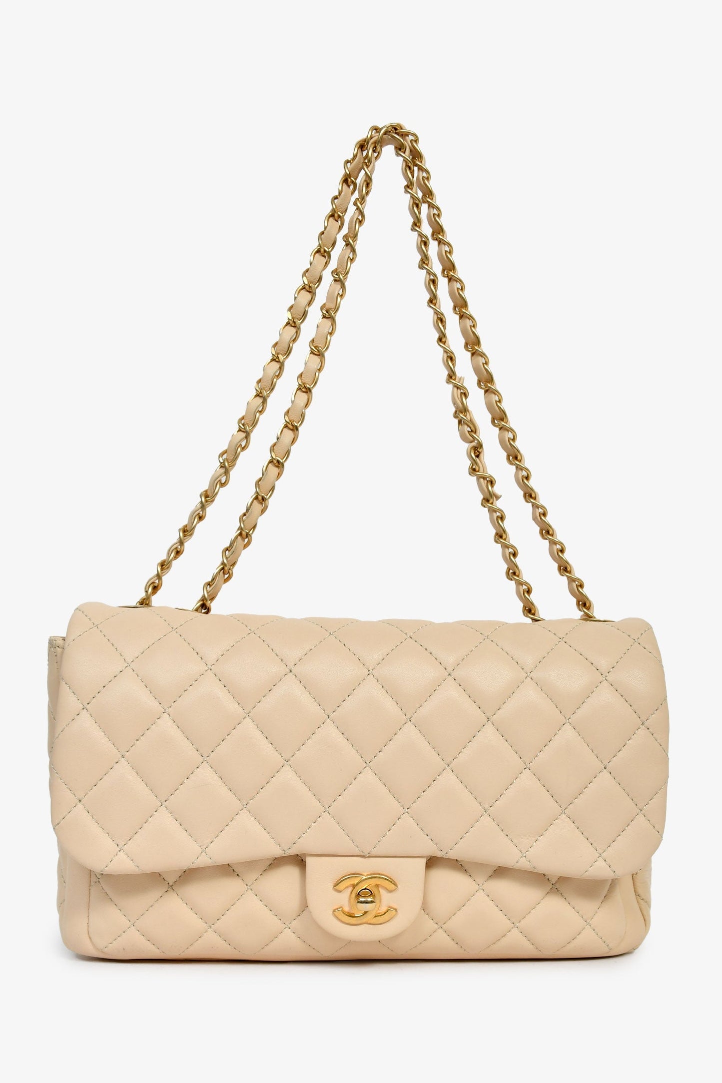 Chanel™ 2013-14 Vanilla Beige Lambskin Quilted Flap Chain Shoulder Bag