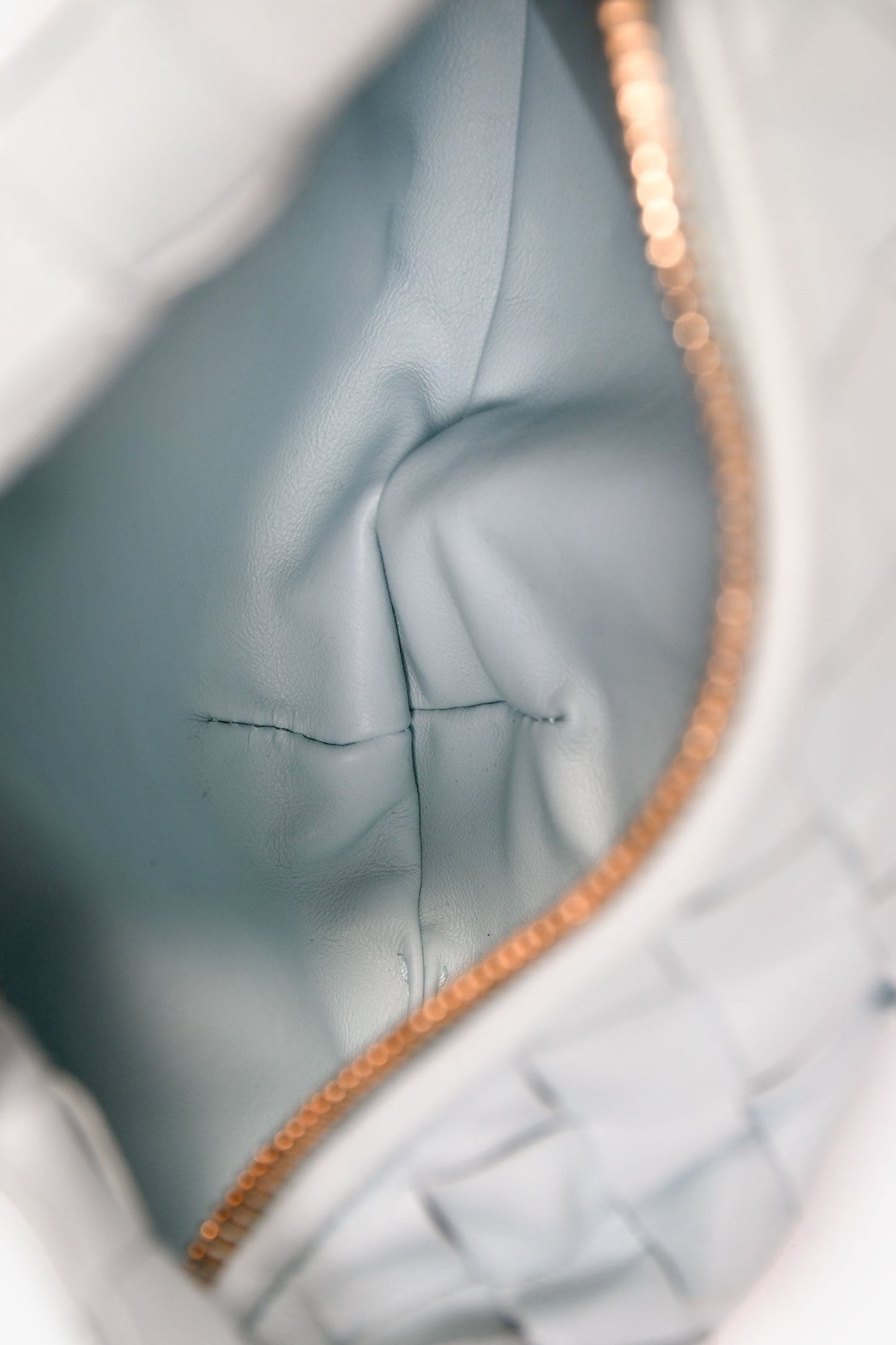 Bottega Veneta Baby Blue Intrecciato Leather Mini Jodie Bag