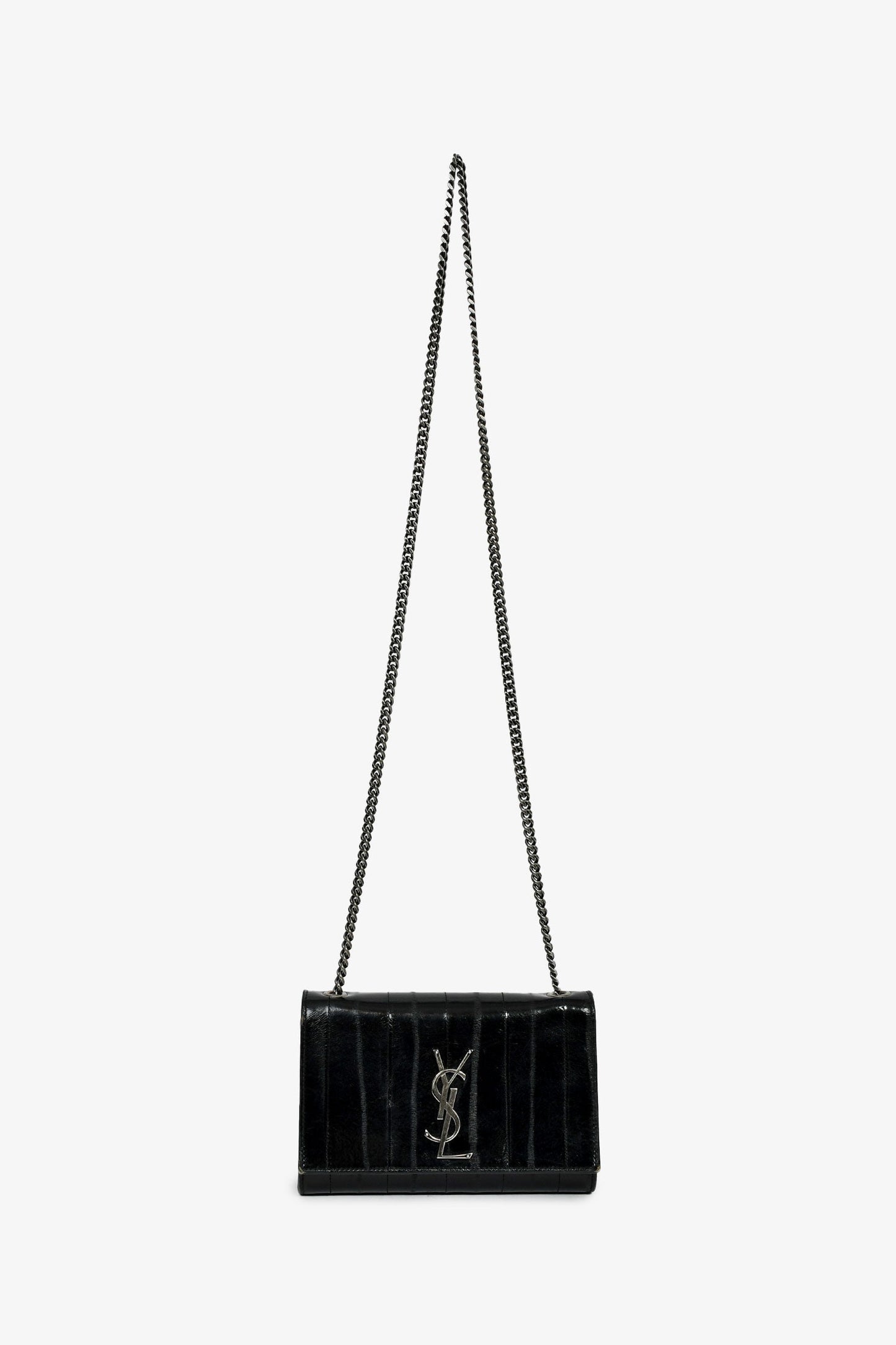Saint Laurent Black Eel Monogram Sunset Shoulder Bag
