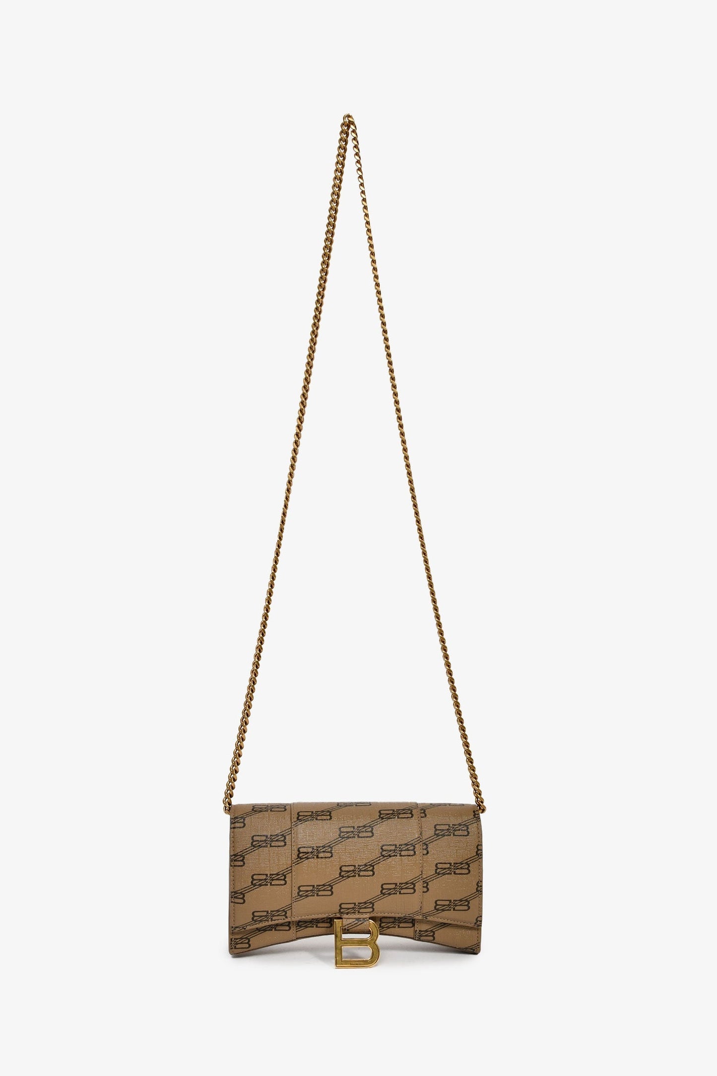 Balenciaga Brown/Black Coated Canvas Monogram Hour Glass Clutch Bag