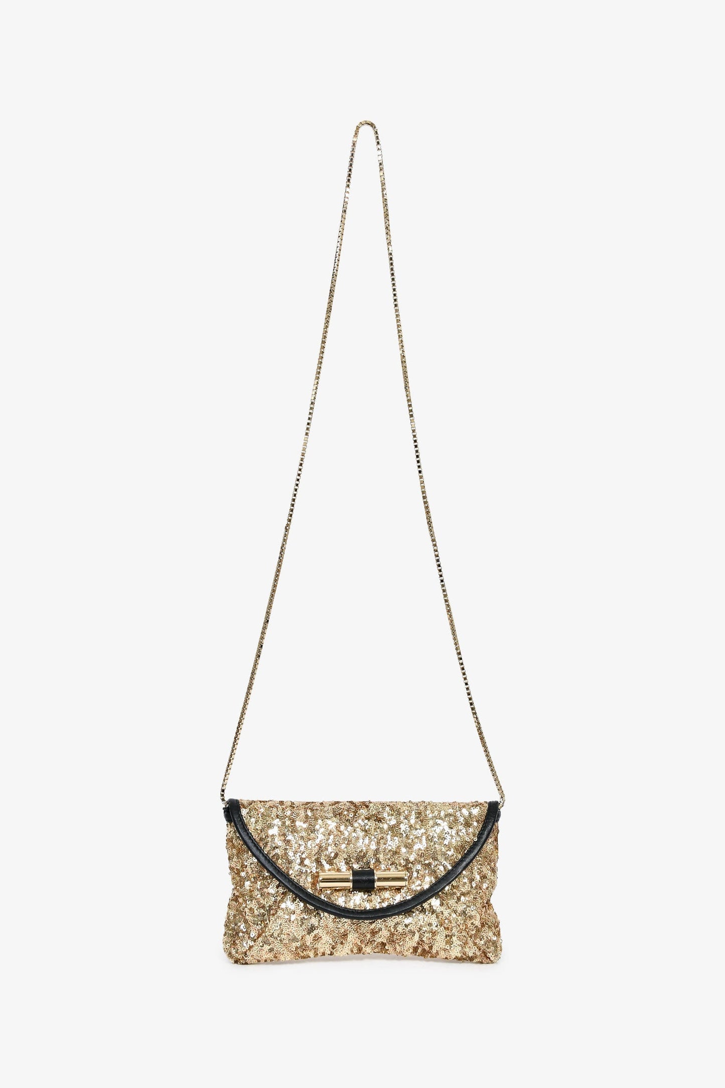 Jimmy Choo Gold Sequin Pouch On Chain