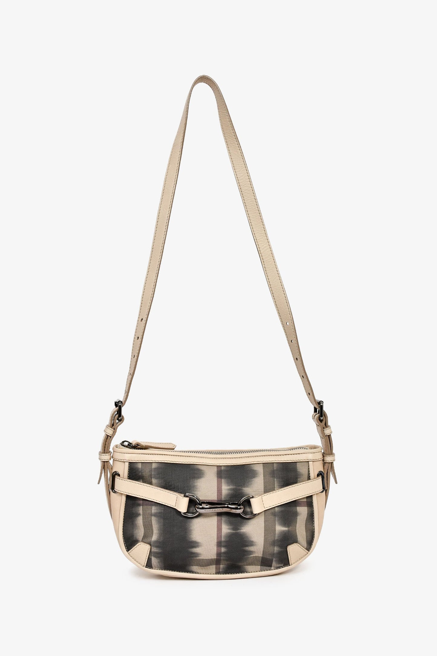 Burberry Beige/Black Leather/Canvas 'Rocking Horse' Shoulder Bag