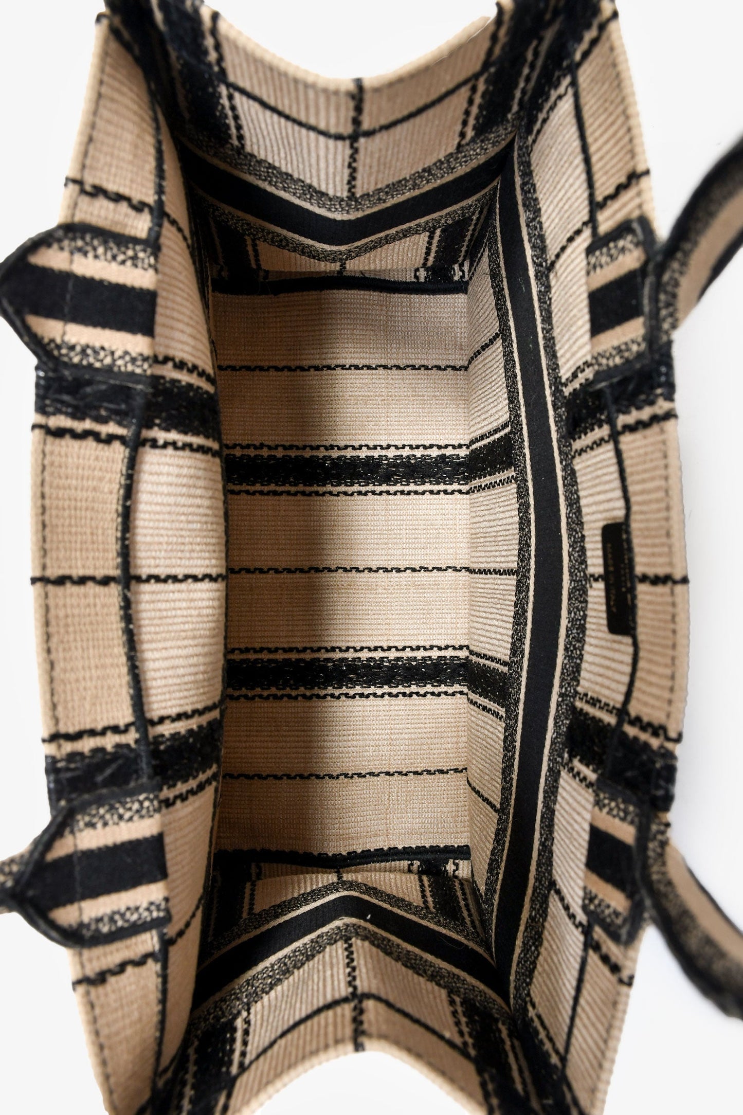 Christian Dior 2020 Tan/Black Canvas Striped Medium Book Tote