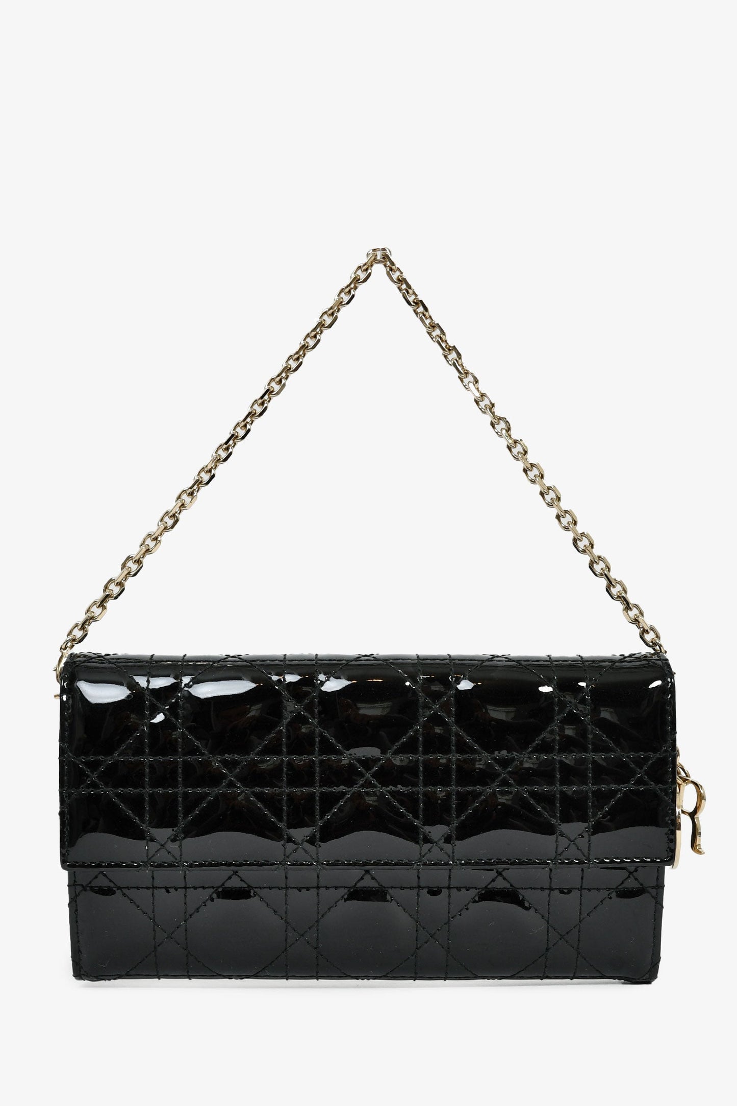 Christian Dior 2017 Grey Leather 'Diorama' Wallet On Chain
