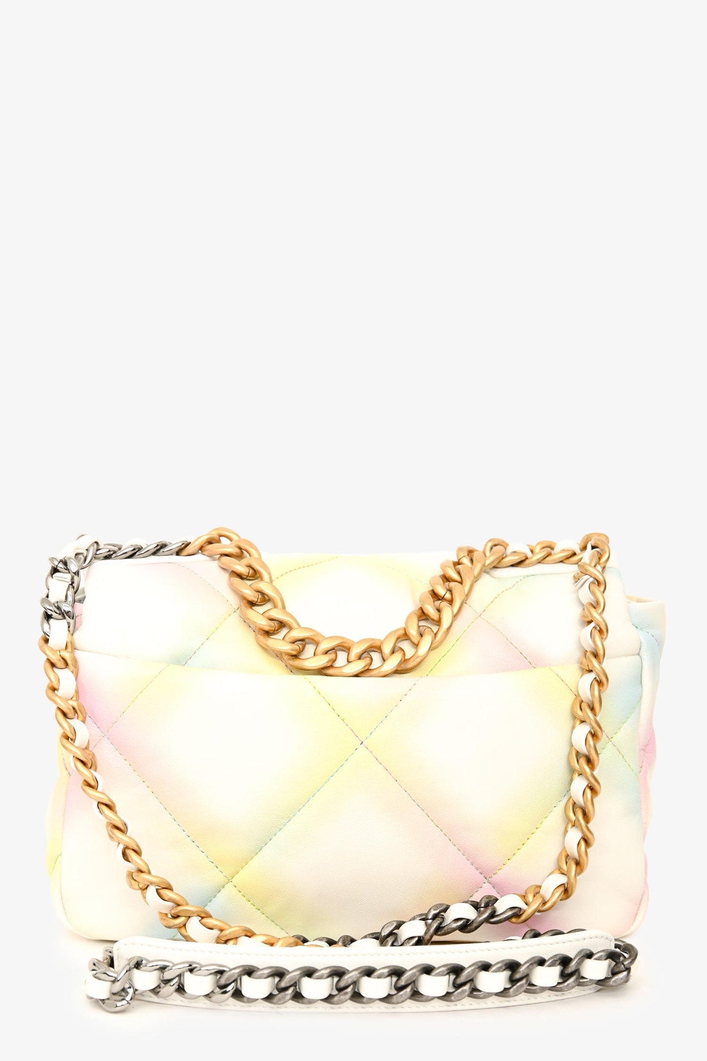 Chanel™ 2022 White Multicolour Leather Medium Flap 19