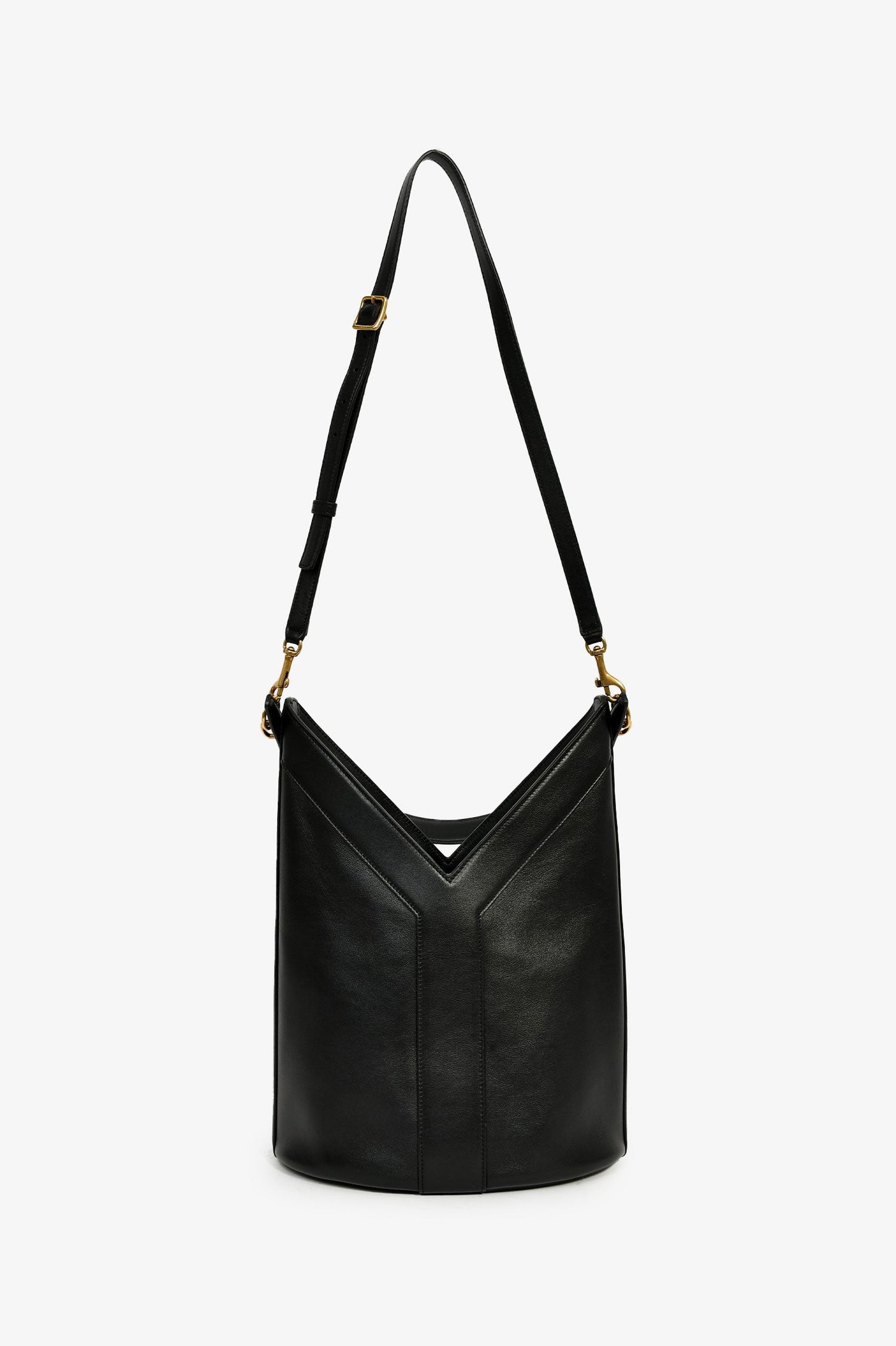 Saint Laurent Black Leather Y Bucket Top Handle Bag