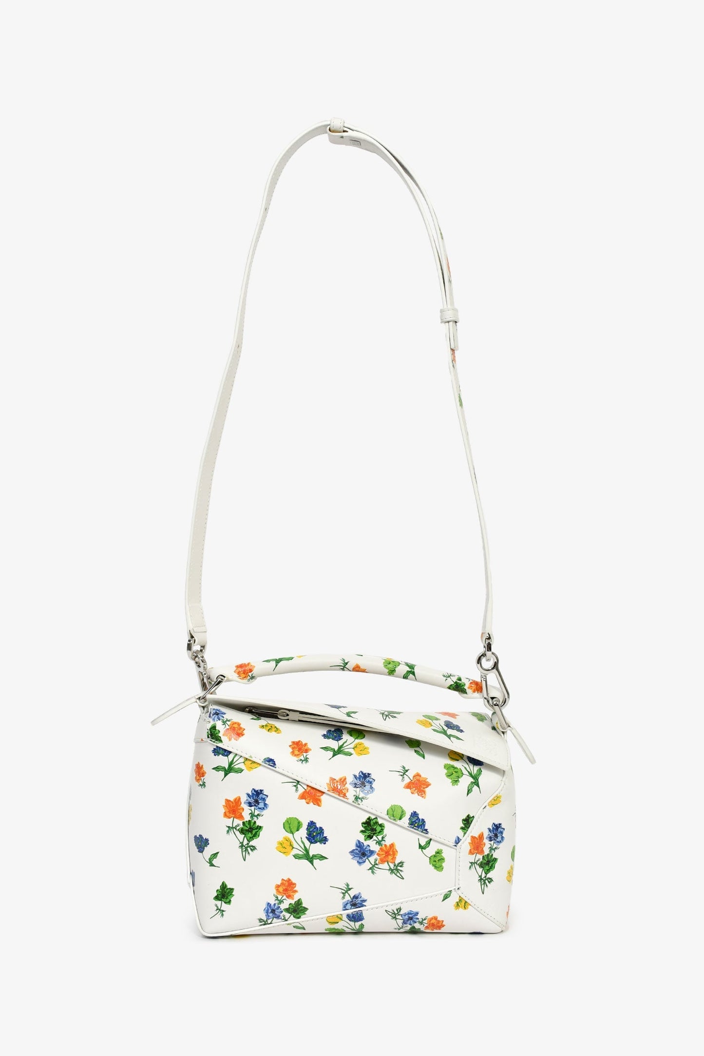 Loewe White/Multicolour Leather Small 'Flower Bianco' Puzzle Bag