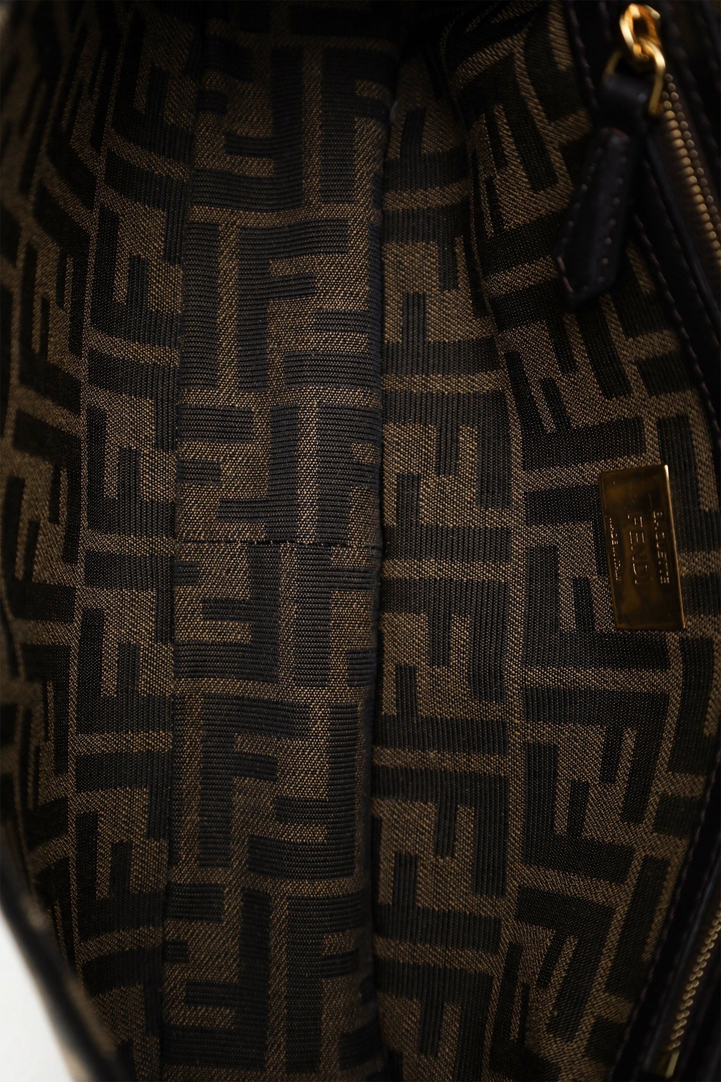 Fendi Brown Zucca Jacquard FF 1974 Medium Baguette Crossbody