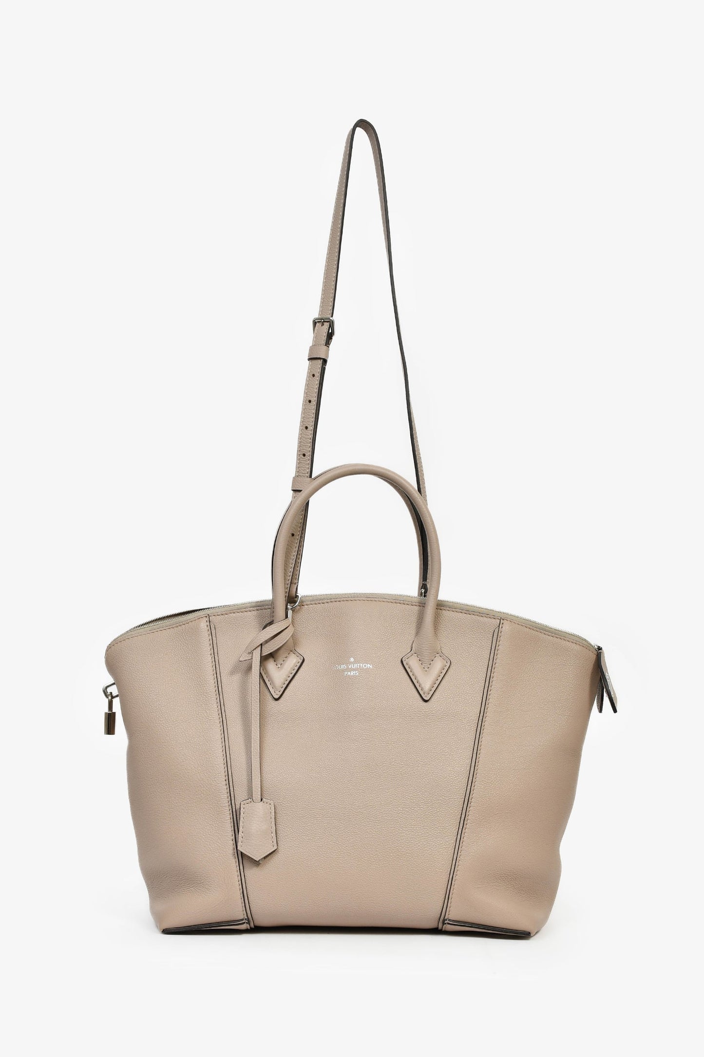Louis Vuitton 2015 Taupe Taurillon Leather Lockit MM Zip Tote with Strap