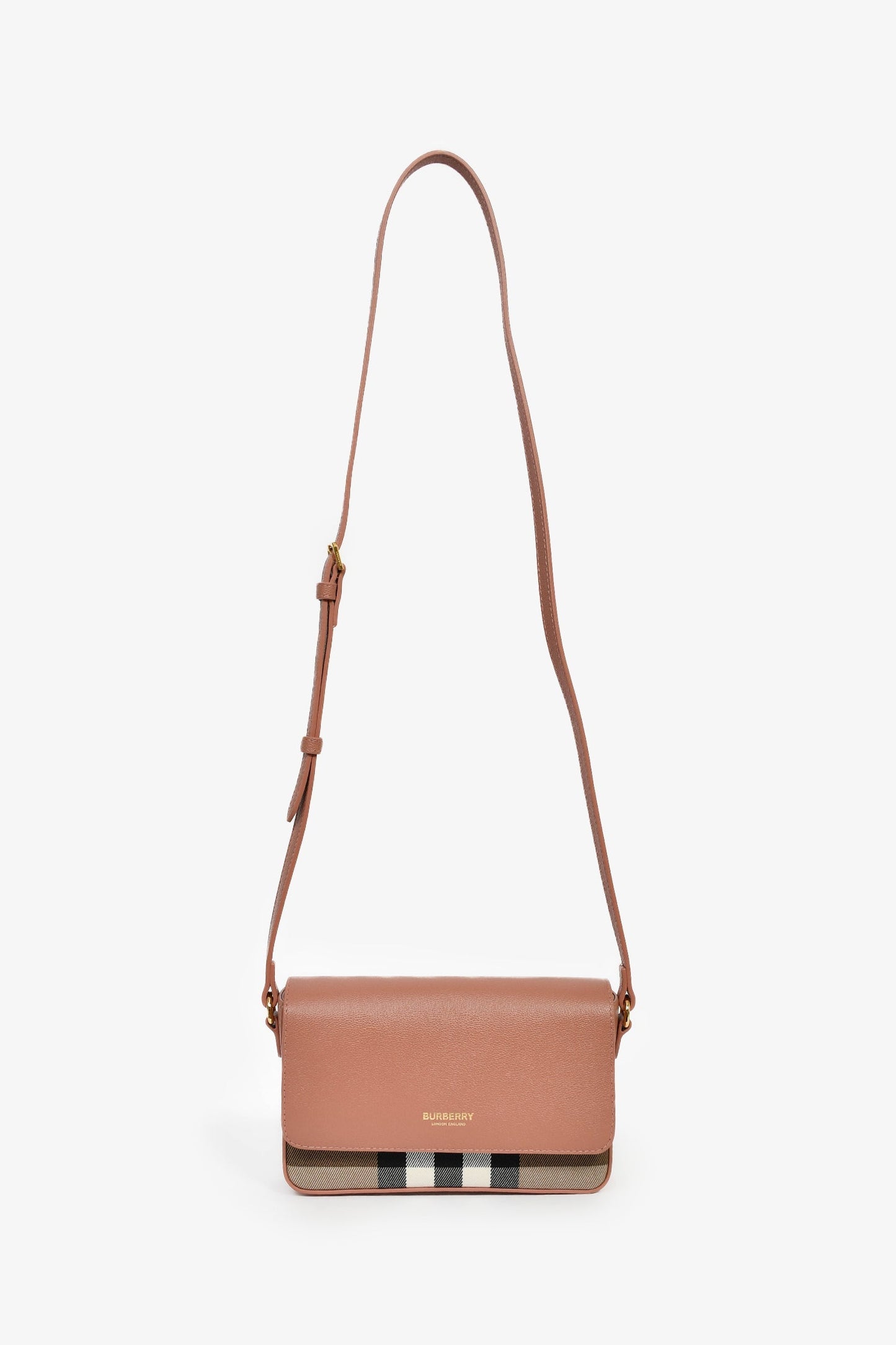 Burberry Pink Leather/House Check Canvas Crossbody Bag