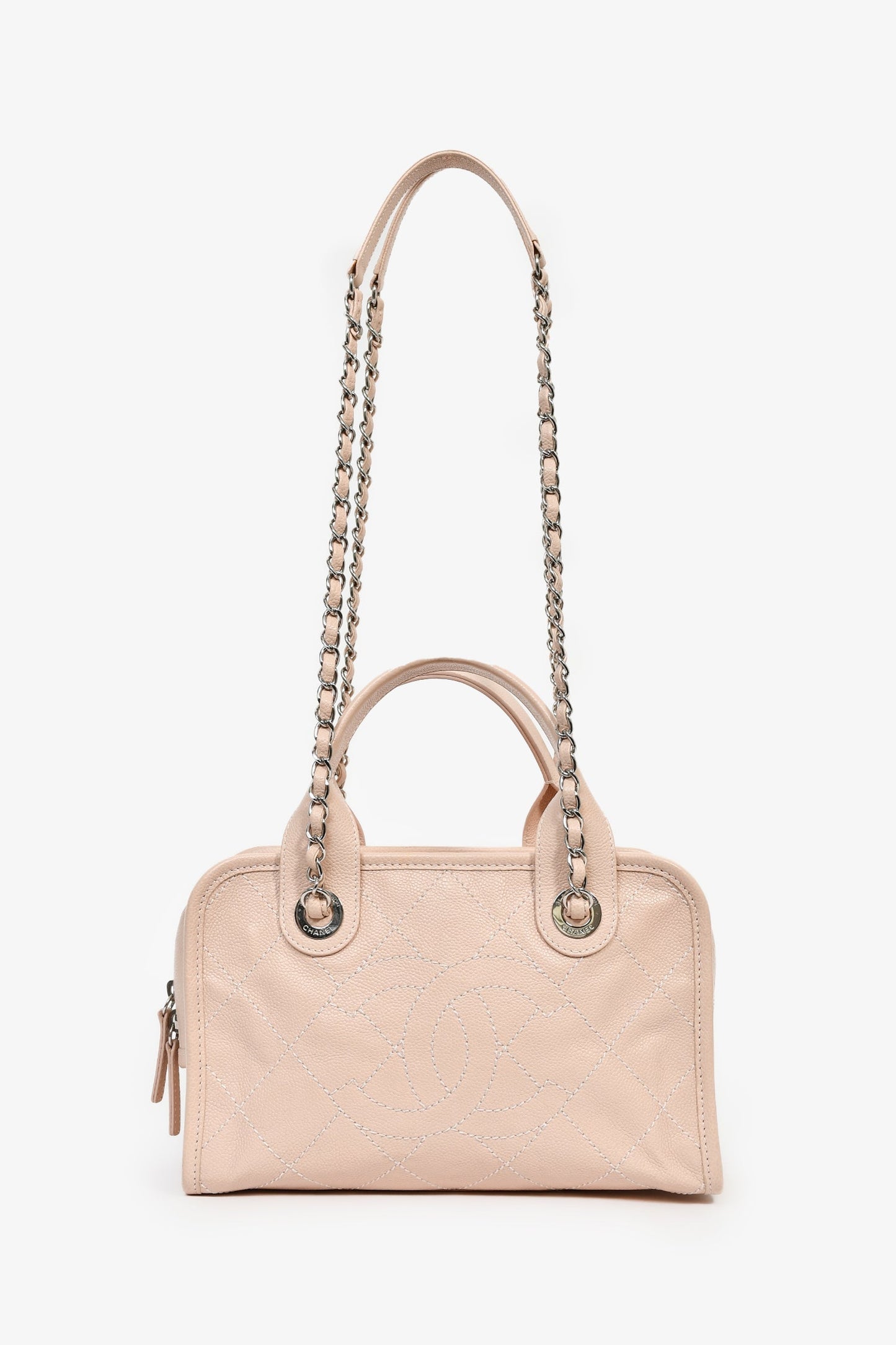 Chanel™ 2014 Pink Caviar Quilted Small Deauville Bowling Bag
