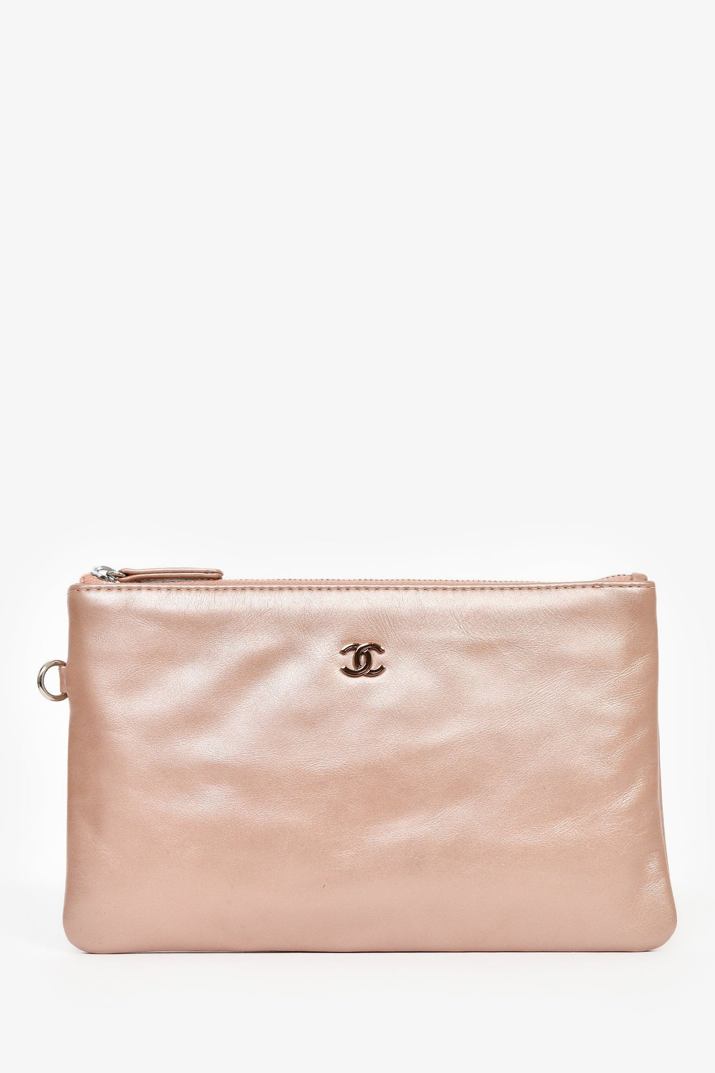 Chanel™ Rose Gold Pink '22' Bag With Pouch