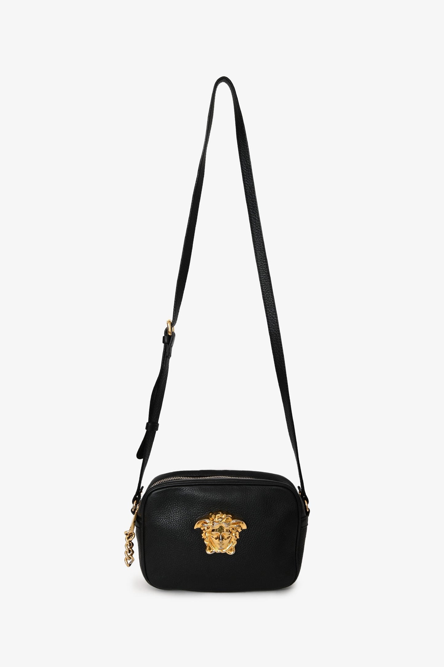 Versace Black Leather Medusa Camera Crossbody Bag