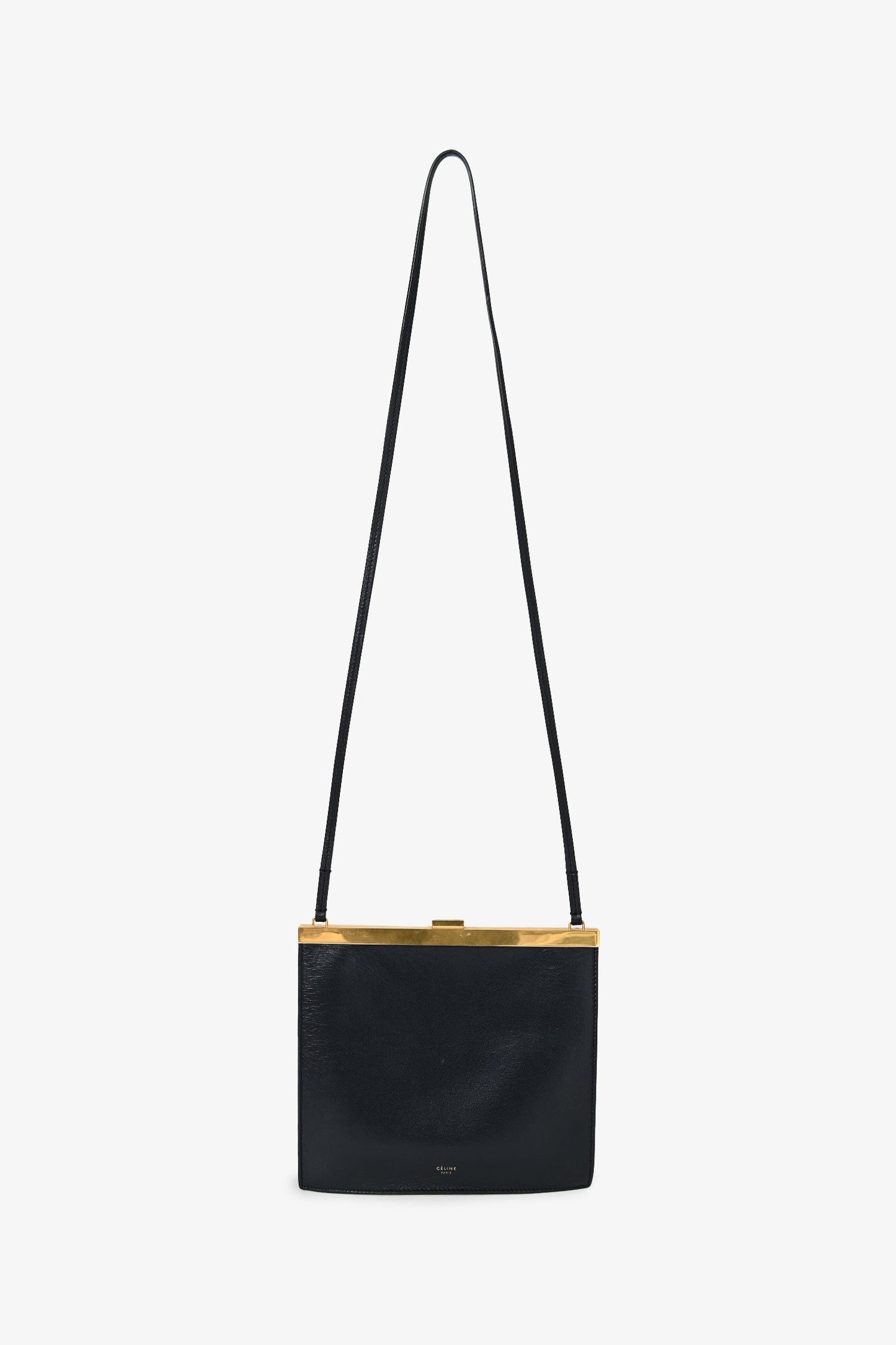 Celine Black Leather Small Clasp Shoulder Bag