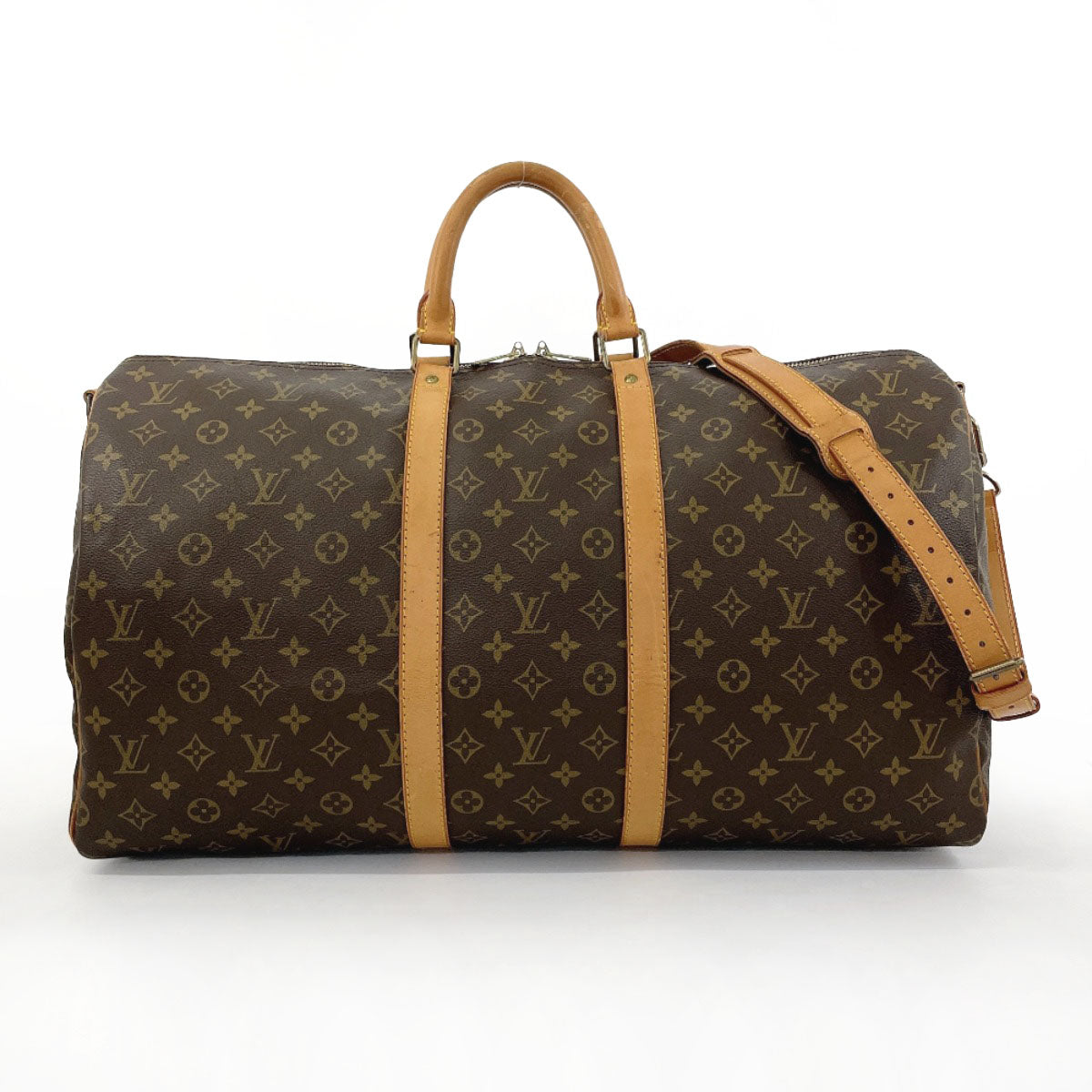 LOUIS VUITTON Boston Duffel bag M41414 Monogram canvas, tanned leather Brown Keepall bandouliere 55