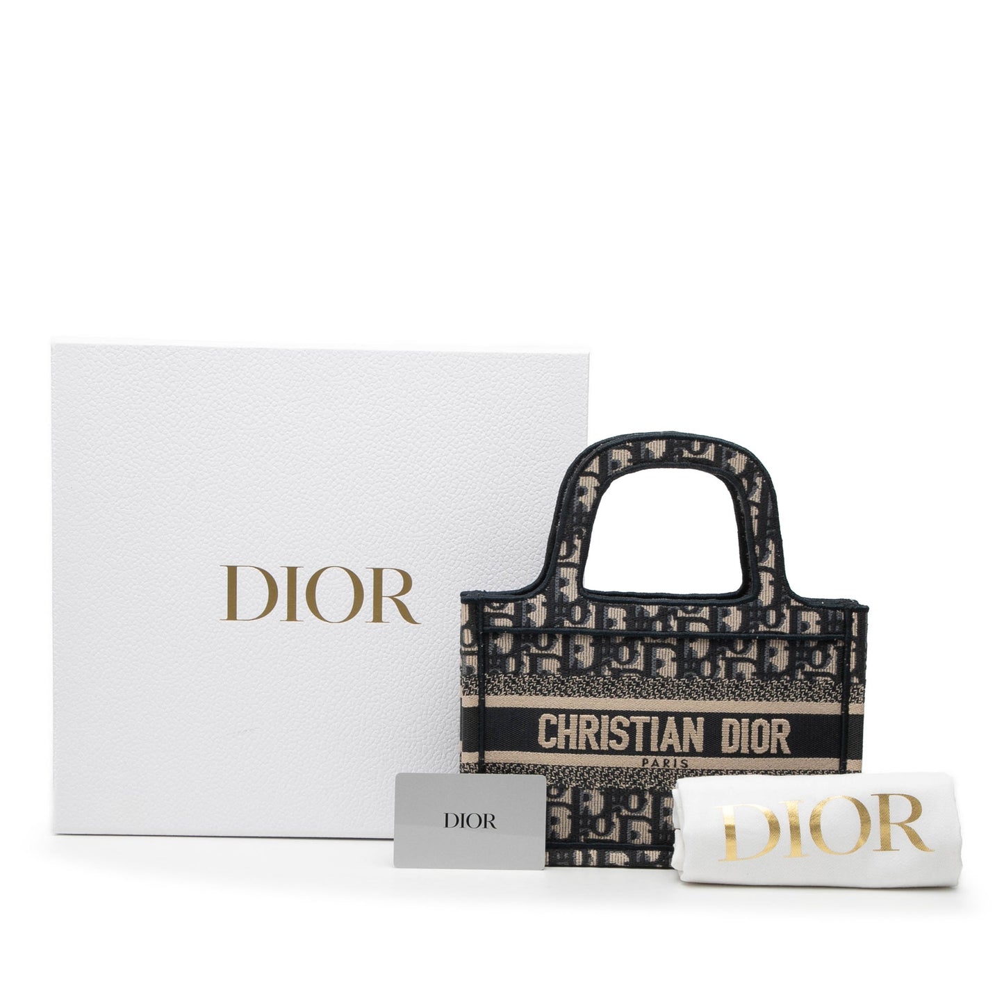 Blue Dior Mini Oblique Canvas Book Tote Handbag