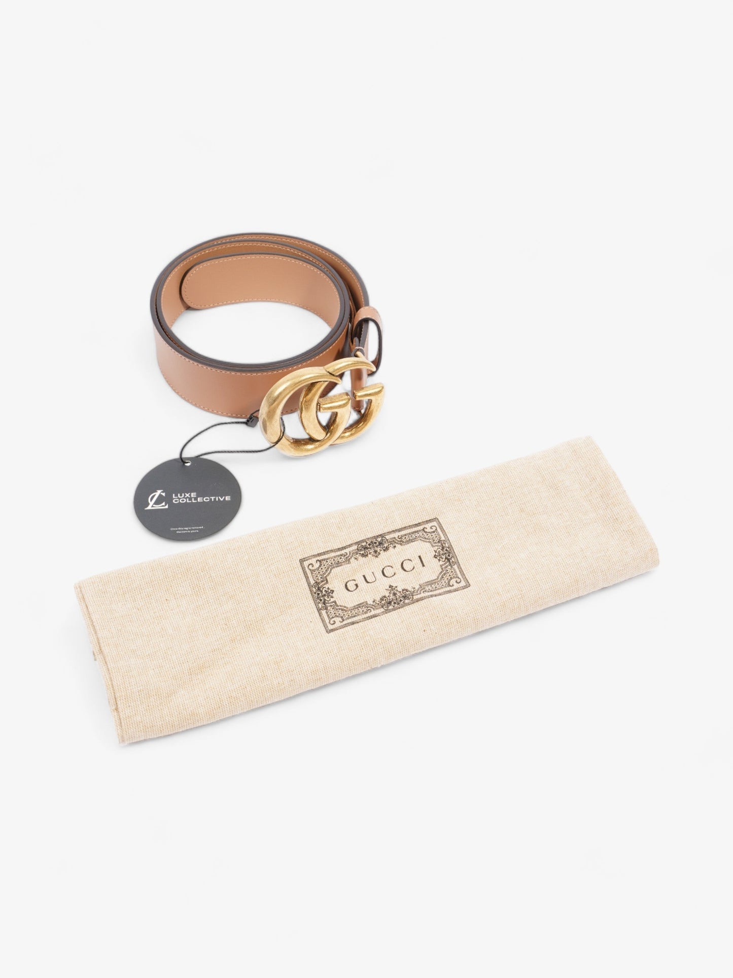 Gucci GG Marmont Wide Belt Brown Leather 80cm 32"