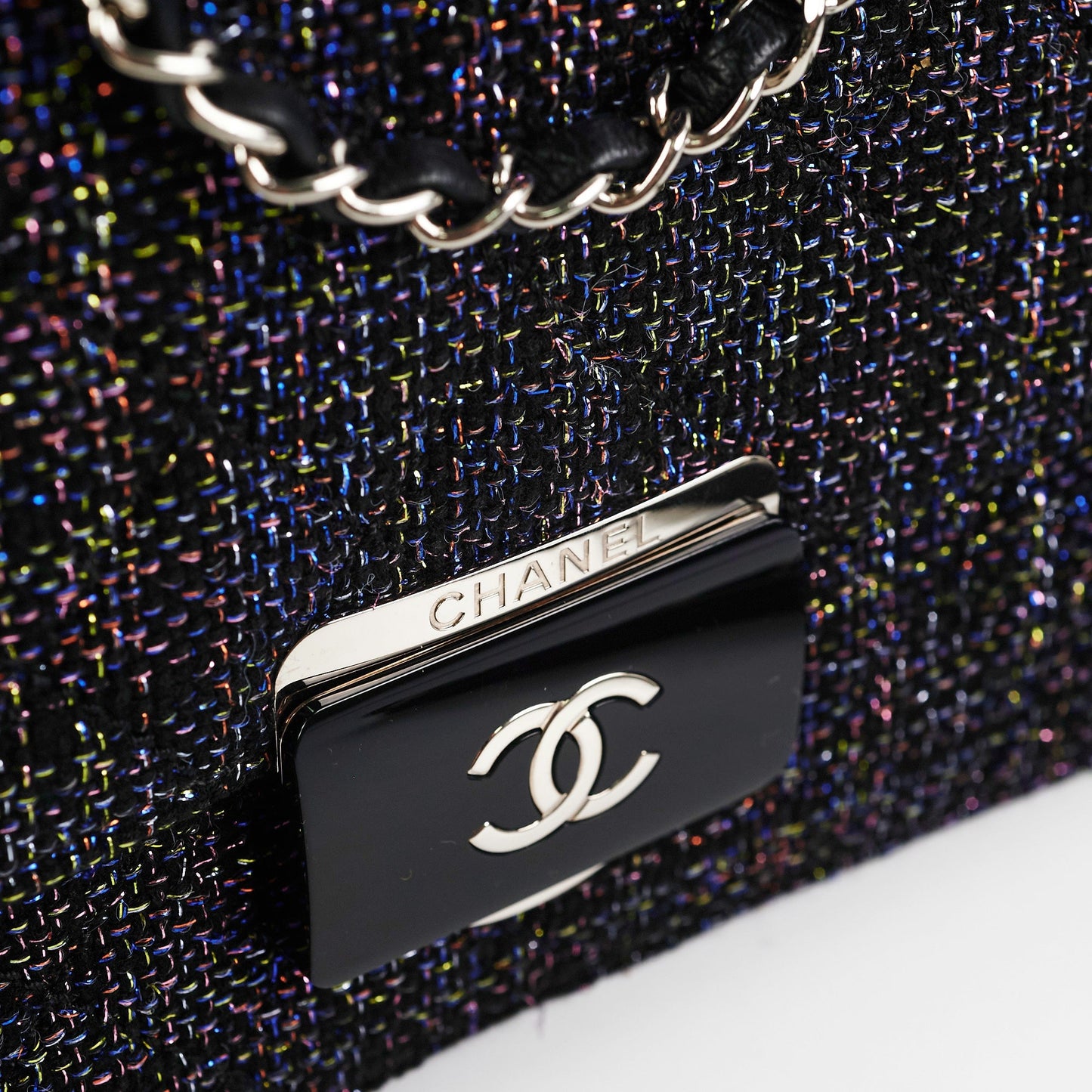 Chanel Seasonal Tweed Black Flap Bag