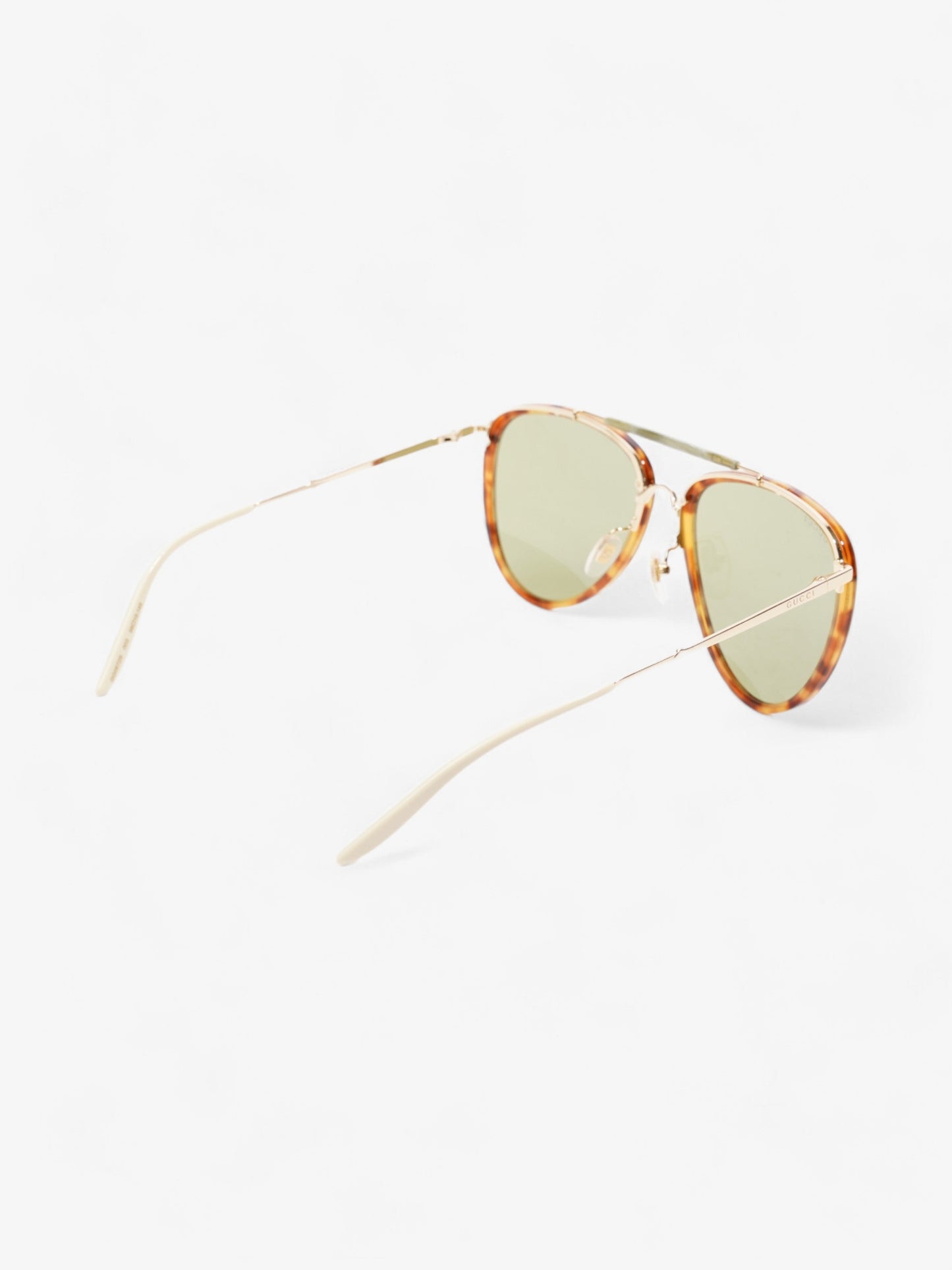 Gucci Aviator Tinted Sunglasses Tortoise / Green Acetate 145mm