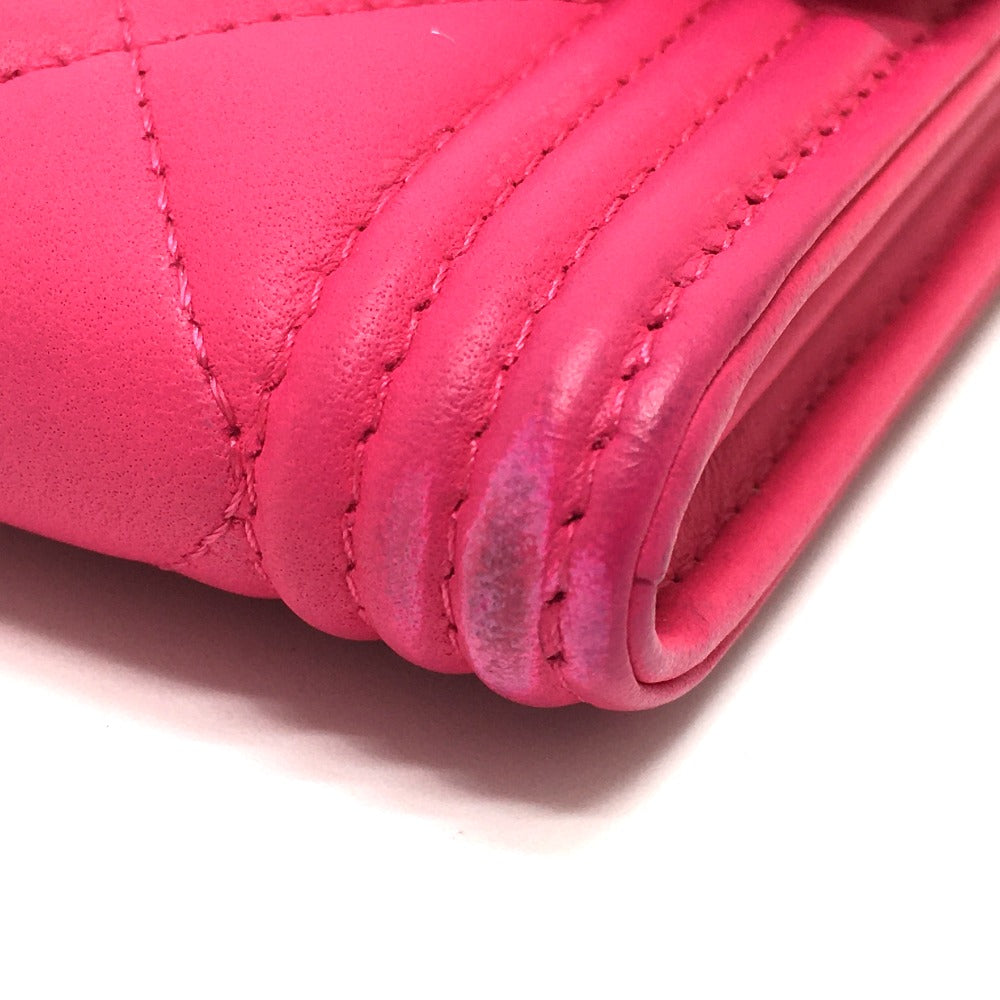 CHANEL Long Wallet Purse A80286 lambskin pink Zip Around Matrasse Boy chanel Women