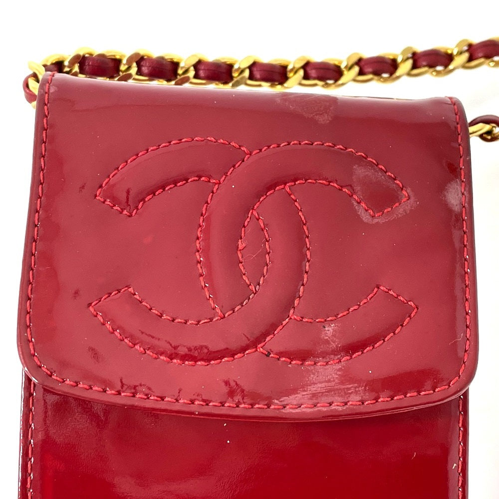 CHANEL Shoulder Bag Patent leather Red CCCOCO Mark Chain pochette Women