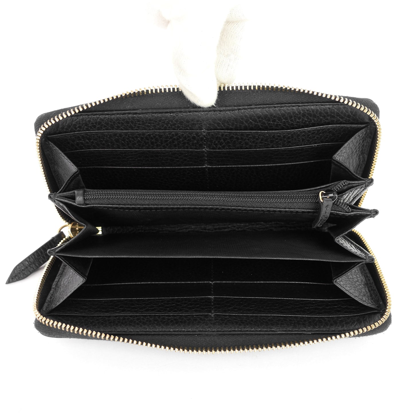 Gucci Zip Around Grained Calfskin Wallet