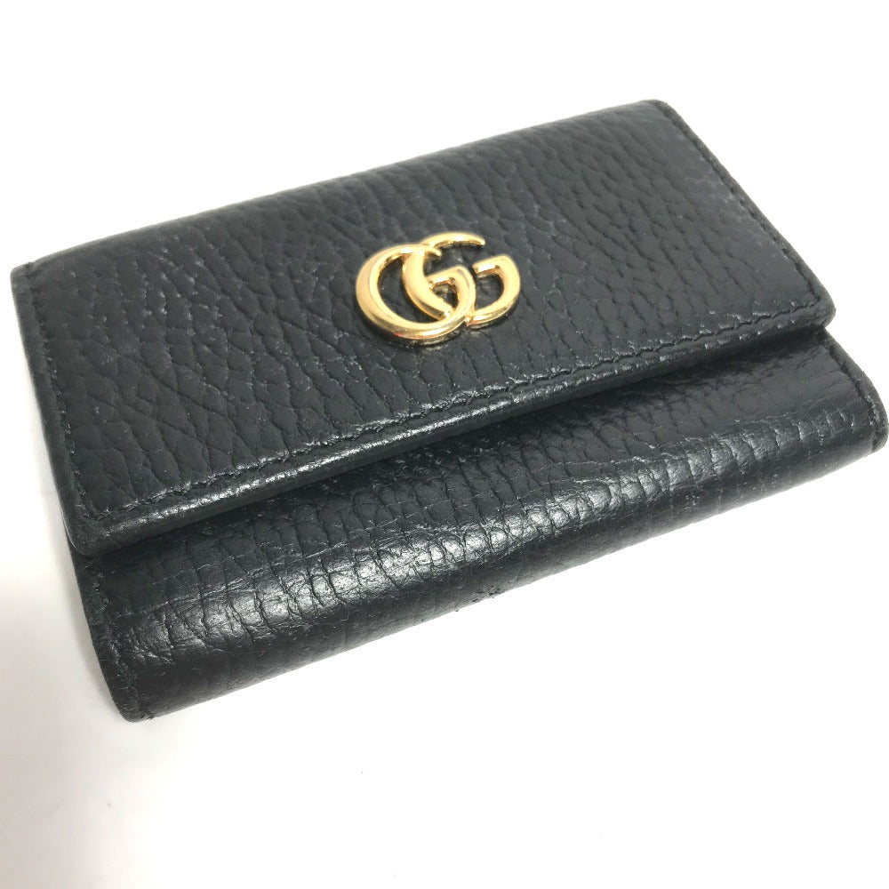 GUCCI Key case Key holder 456118 leather black GG Marmont six hooks Women