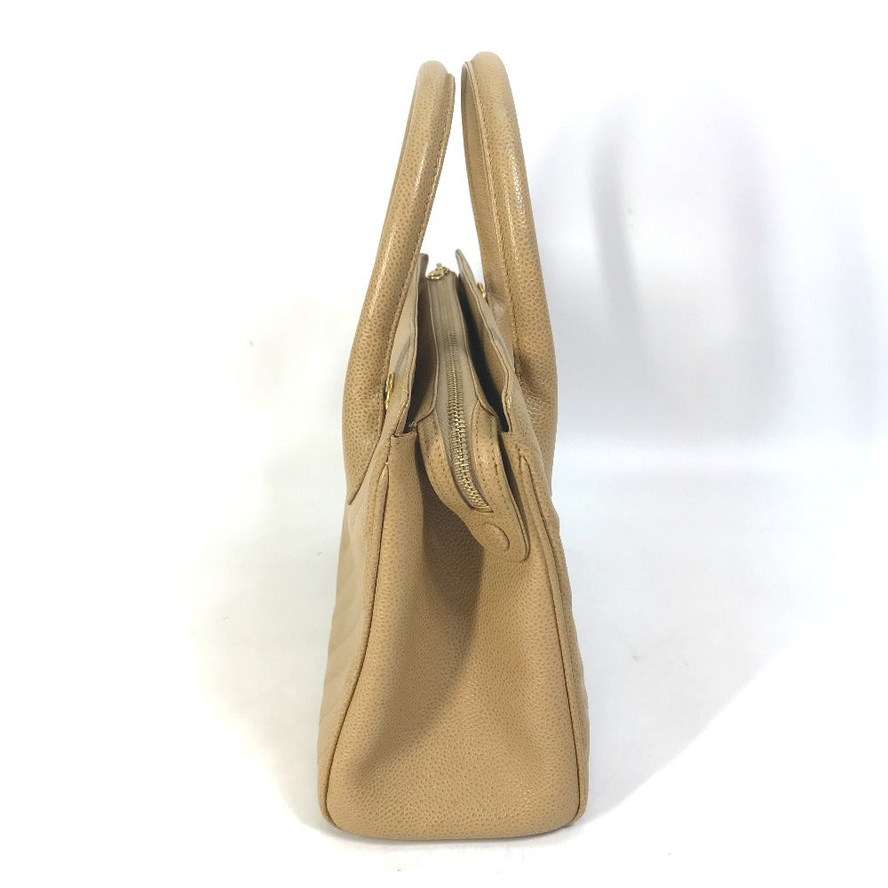 CHANEL Handbag Caviar skin beige Chevron Vstitch Vintage Women