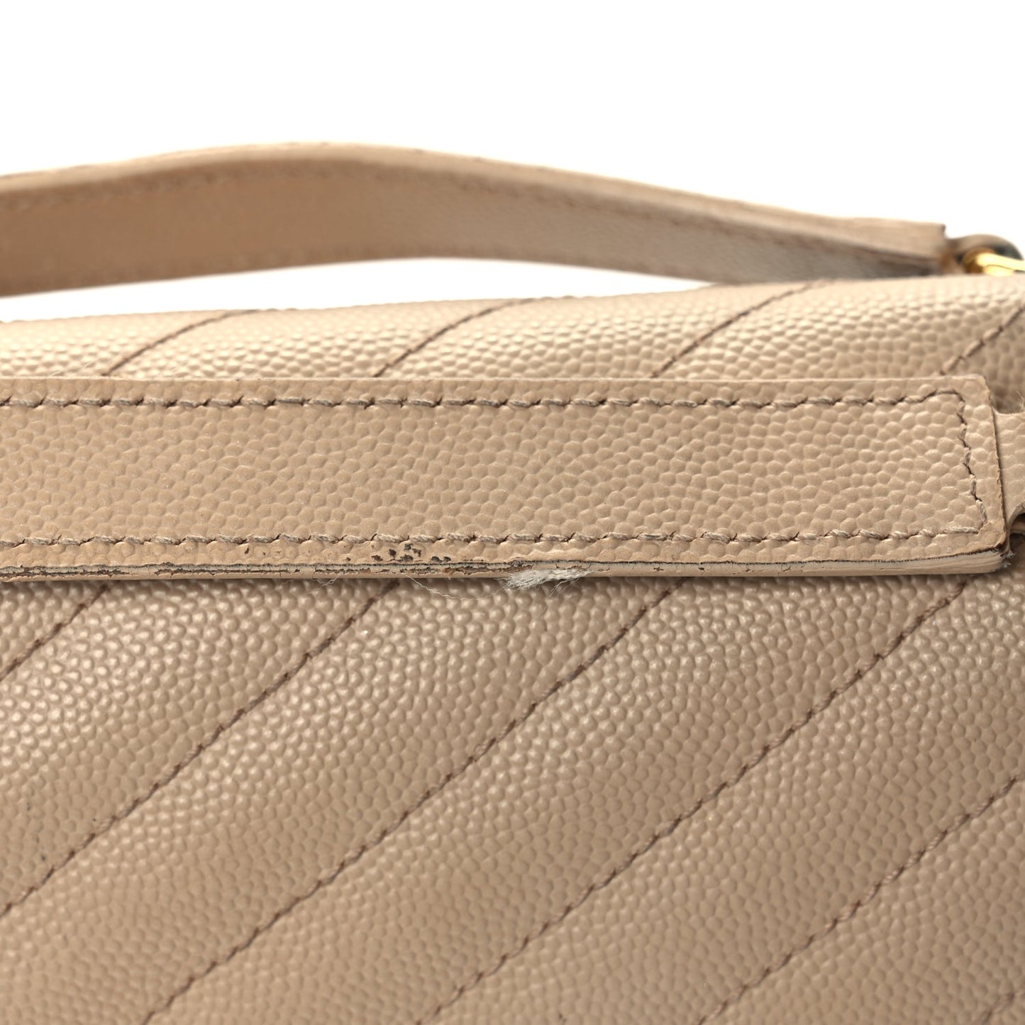 Saint Laurent Grain De Poudre Matelasse Chevron Large Monogram Satchel Dark Beige