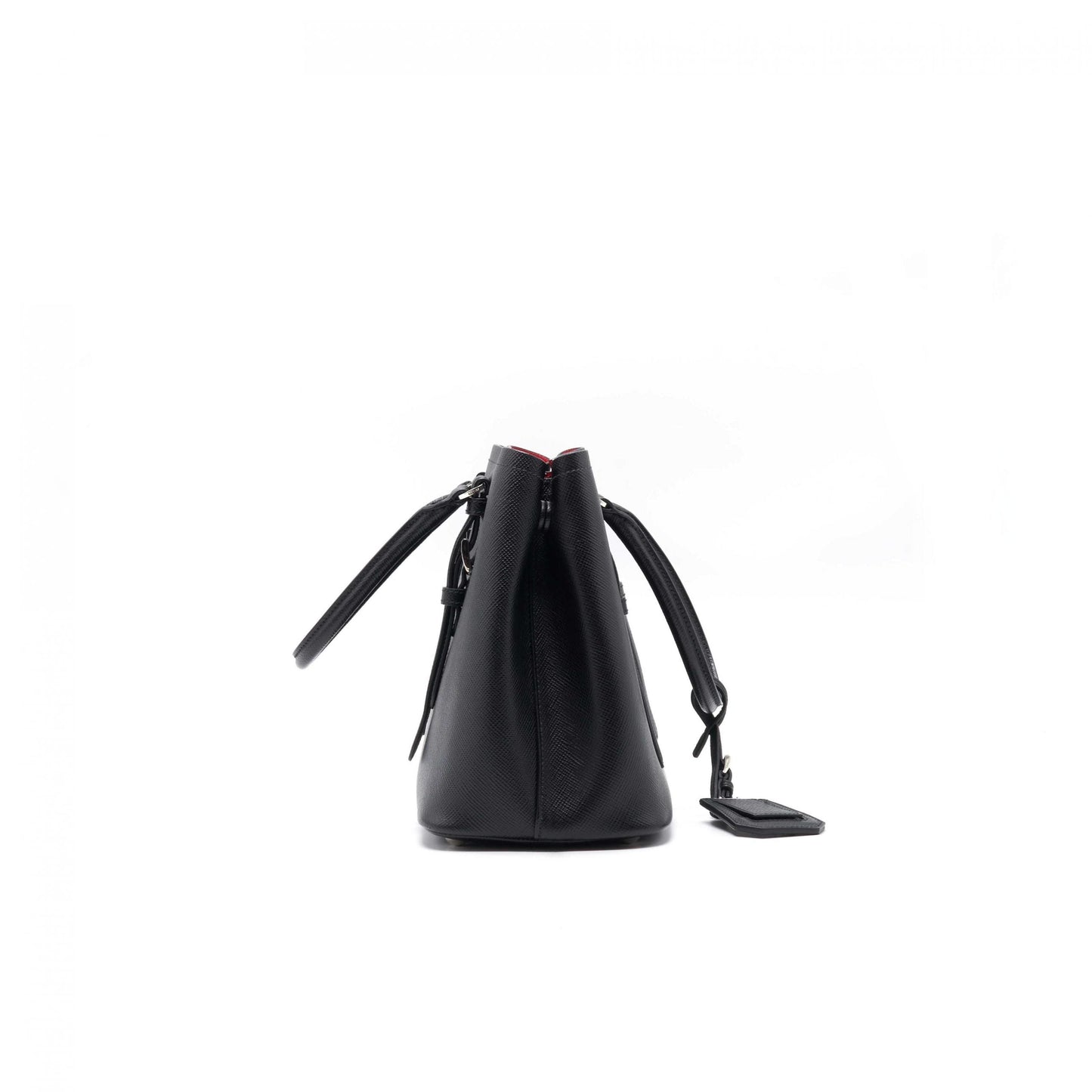 Prada Nero Saffiano Cuir Leather Medium Double Handle Tote