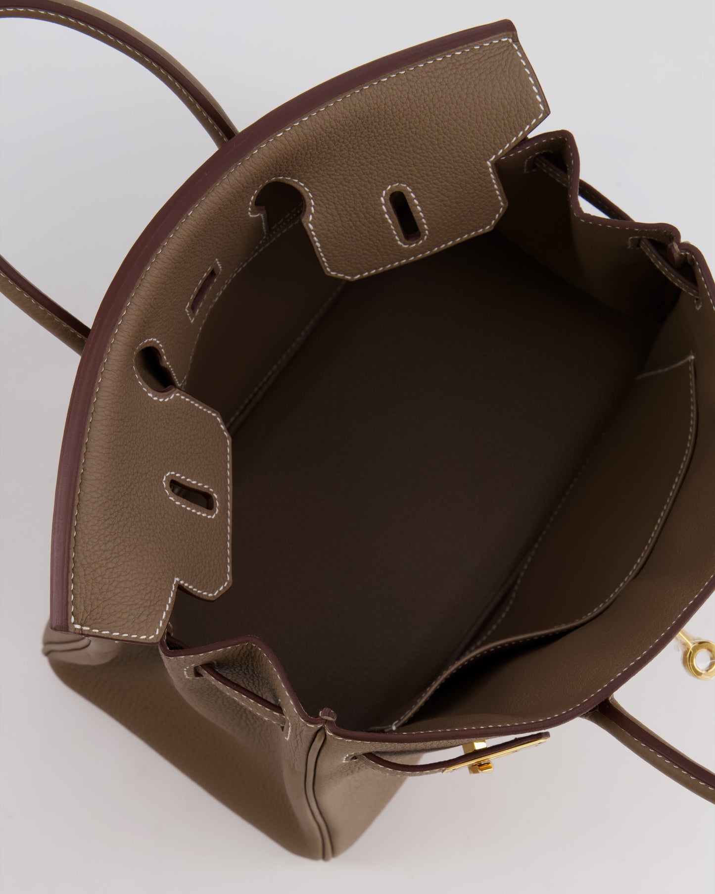 *HOT* Hermès Birkin Retourne 25 Bag in Etoupe Togo Leather with Gold Hardware