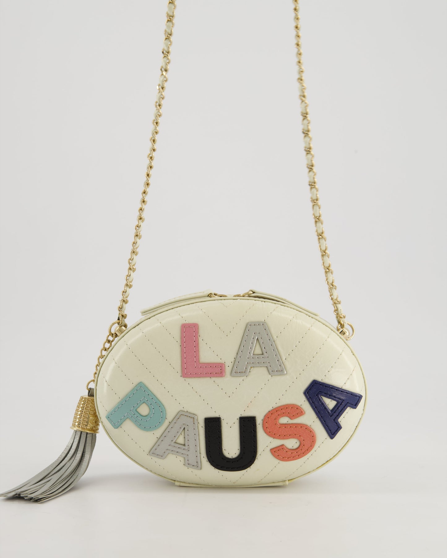 Chanel Cruise 2019 "La Pa" Crossbody Bag with Champagne Gold Hardware and Tassel Detail
