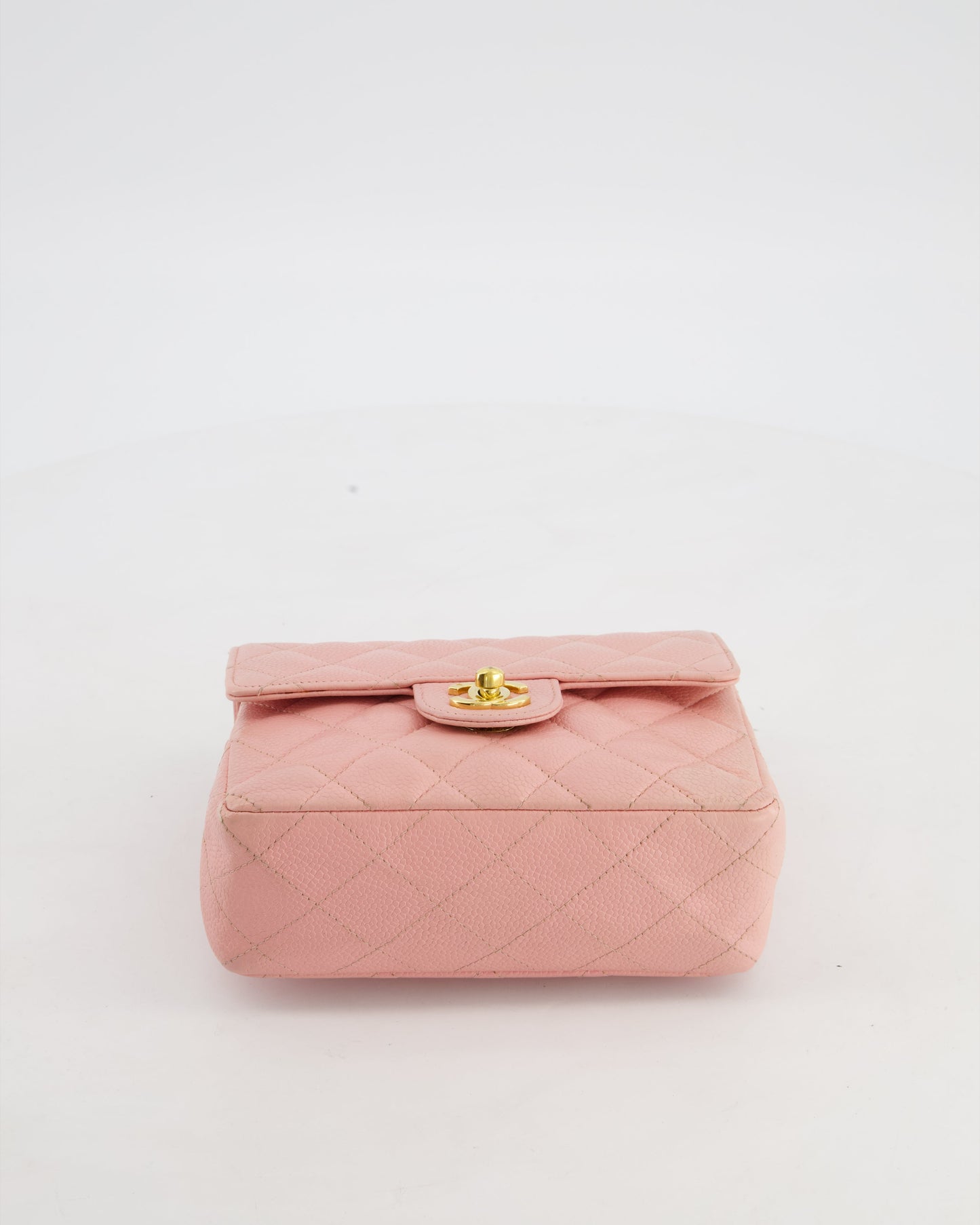 Chanel Pink Mini Square Bag in Caviar Leather with 24K Gold Hardware