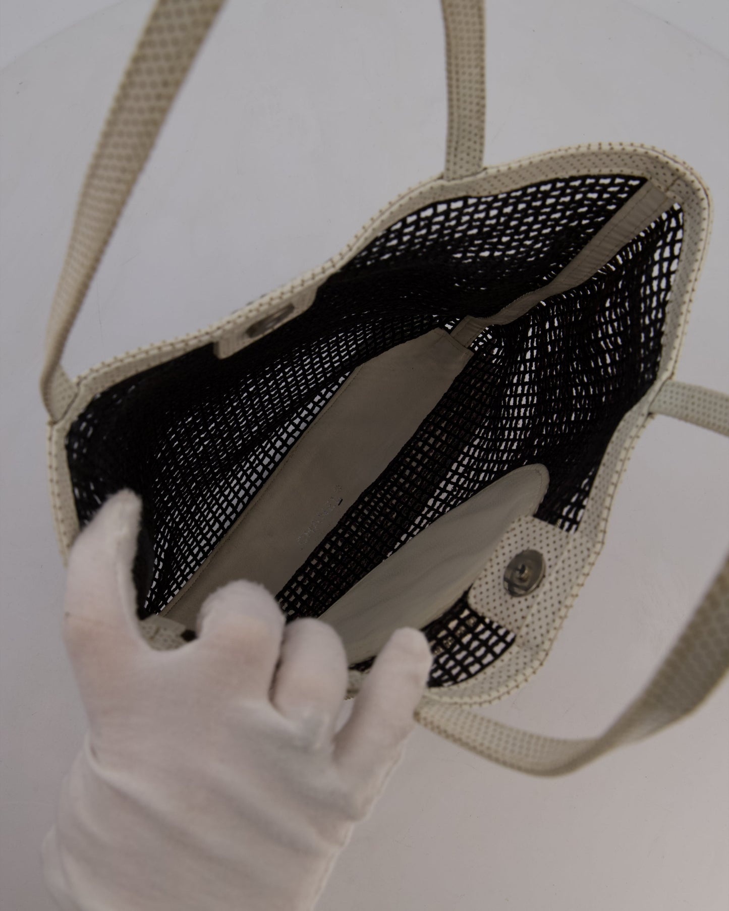 Chanel Black 2004 Mesh Tennis Shopper Tote Bag with a Green Tennis Ball Pouch and CC Logo