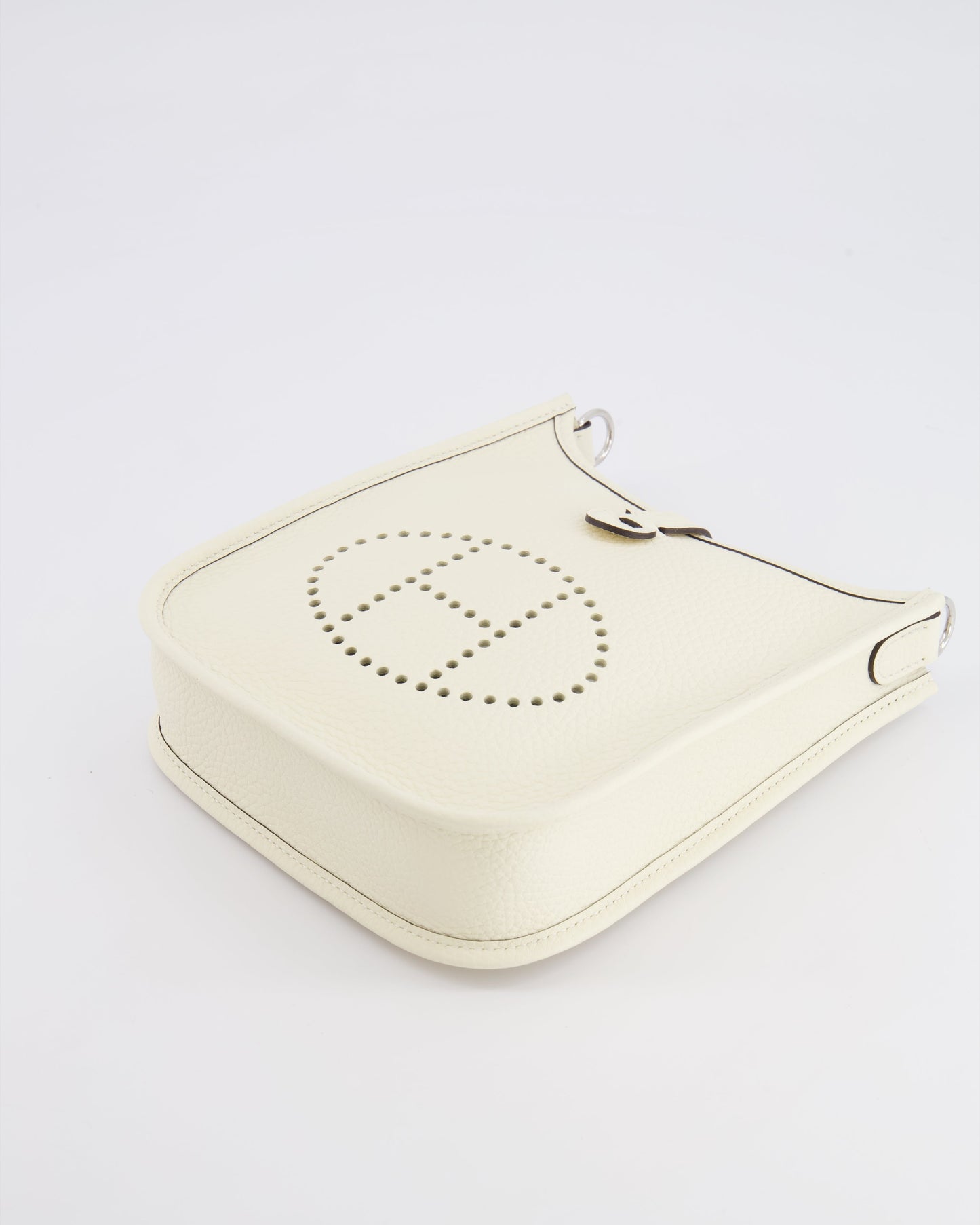 Hermès Mini Evelyne Amazone Bag in Cream Clemence Leather with Palladium Hardware
