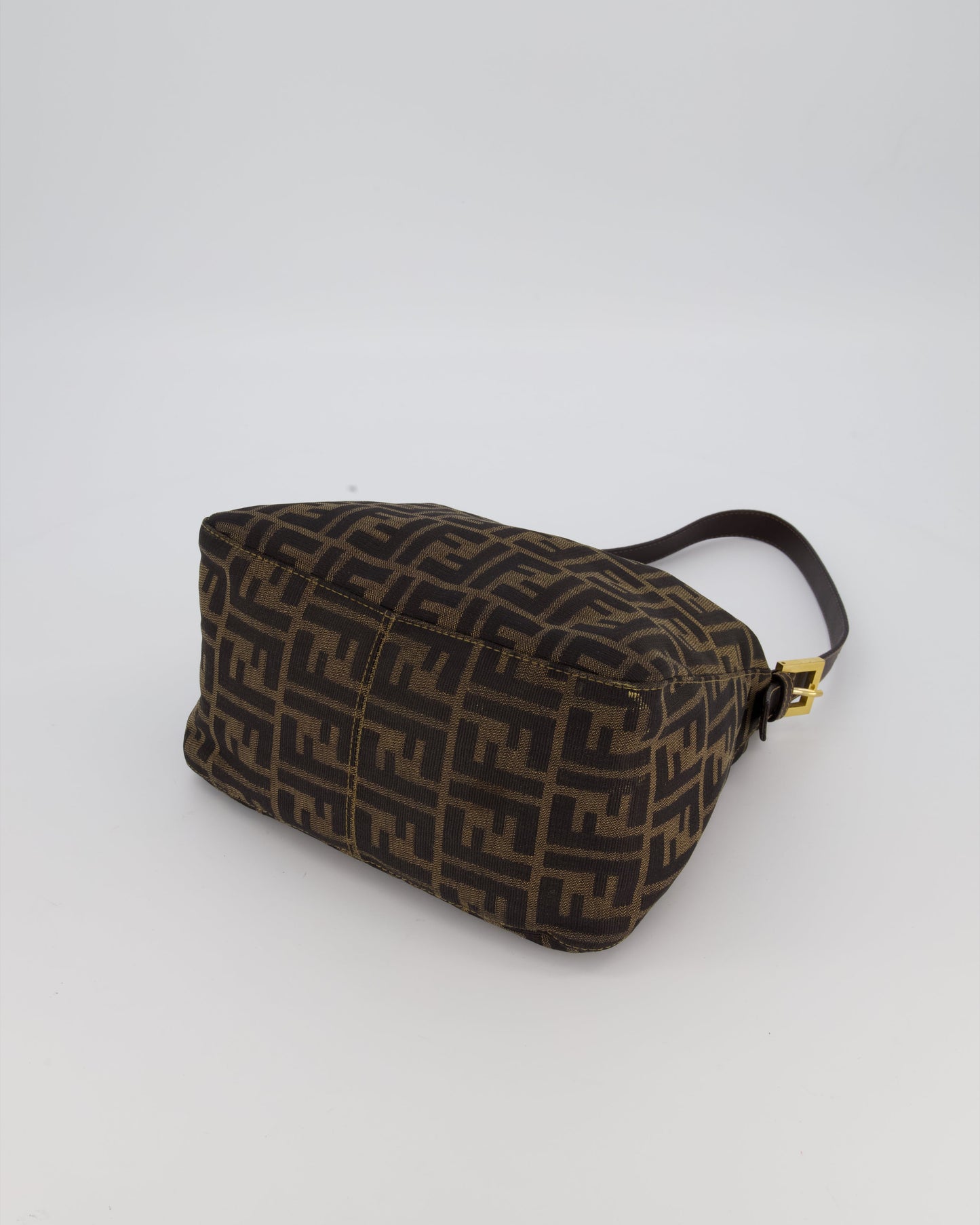 Fendi Brown Vintage Zucca Tobacco Bag in Monogram Canvas and Leather with Gold Hardware