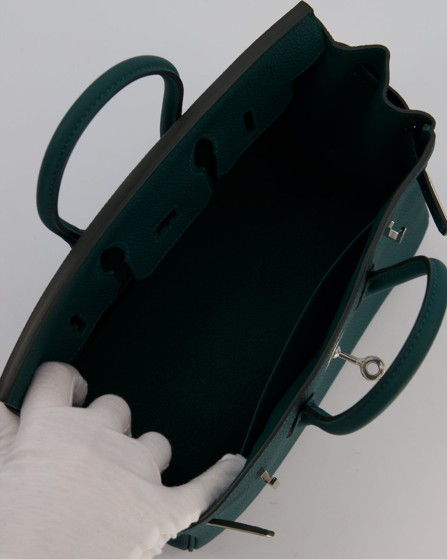 Hermès Birkin 25 Retourne Bag in Malachite Togo Leather with Palladium Hardware