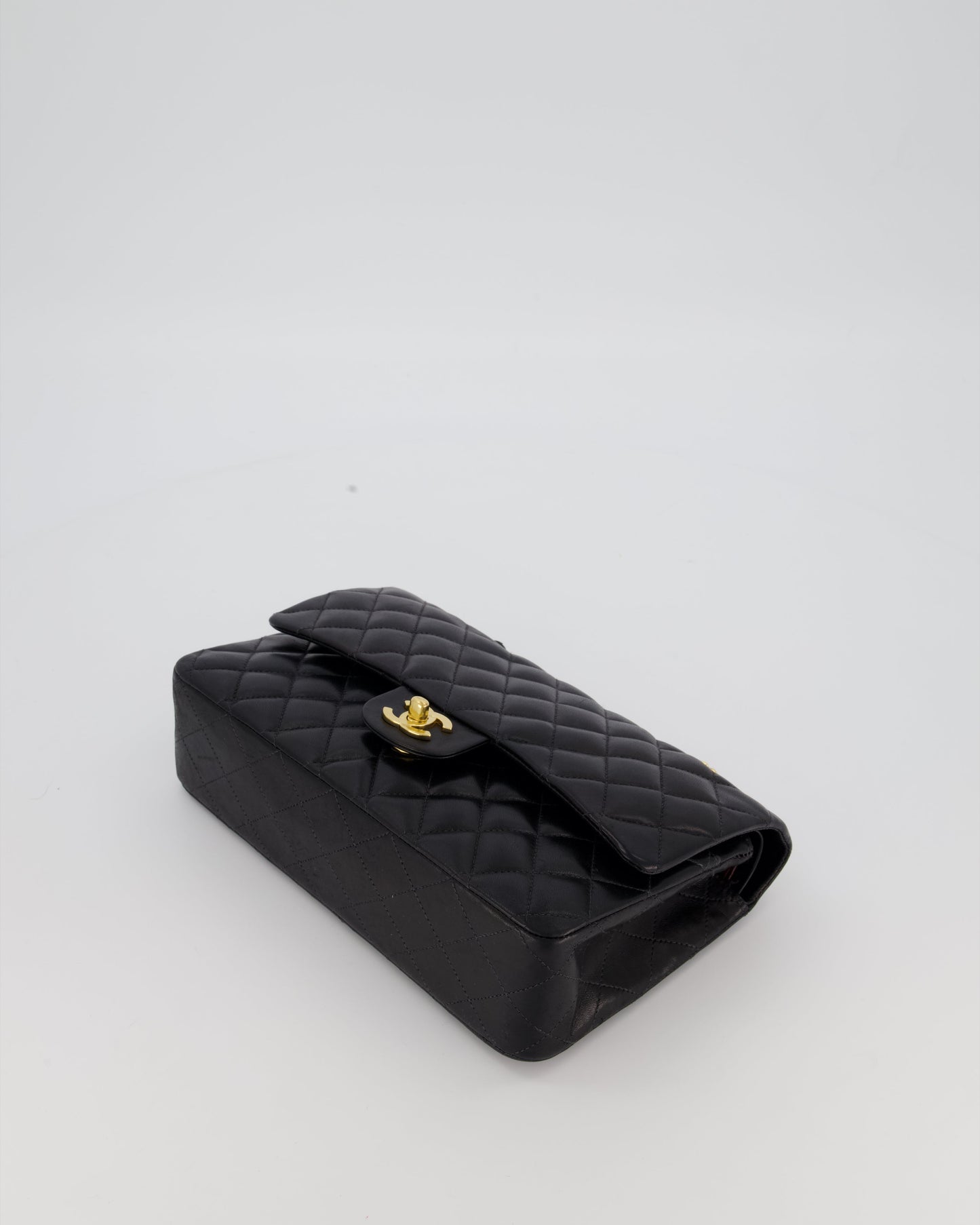 Chanel Black Medium Classic Double Flap Bag in Lambskin Leather with 24K Gold Hardware