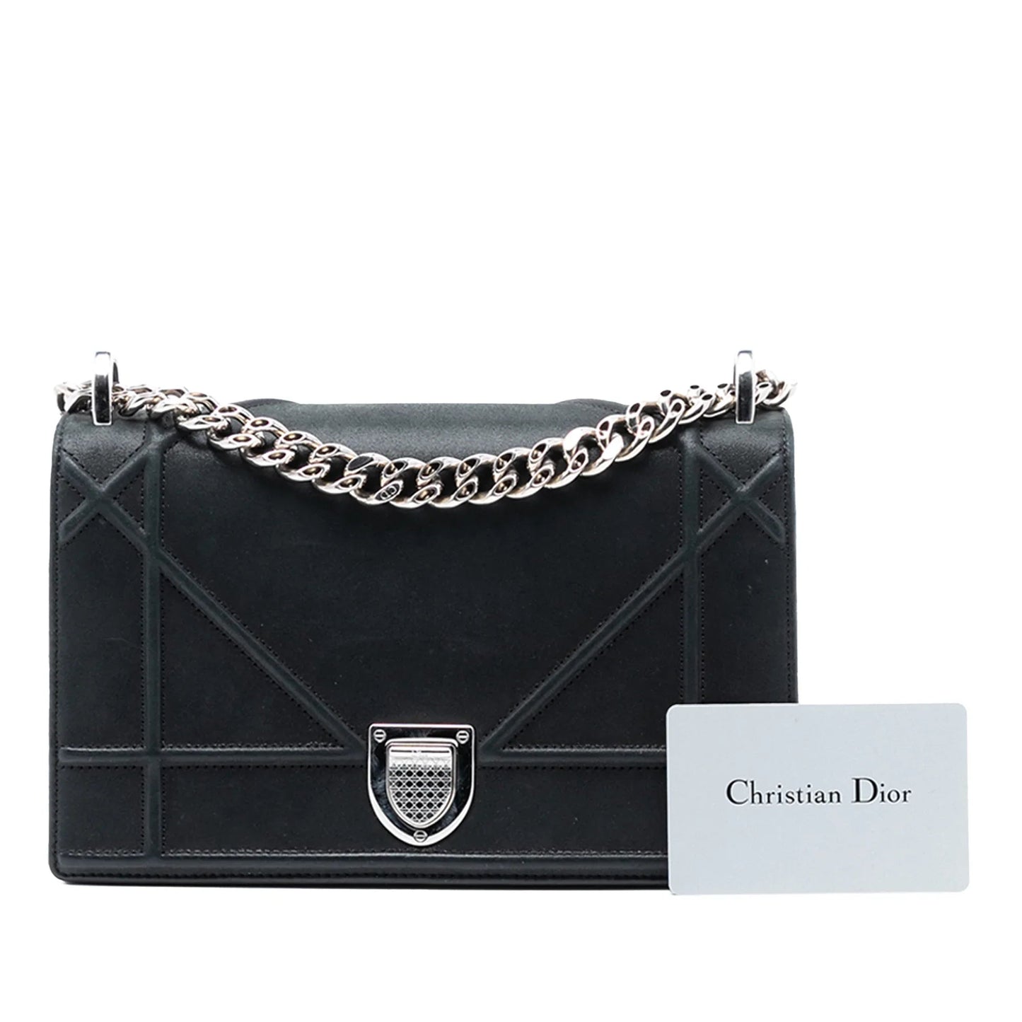 Black Dior Small Lambskin Diorama Flap Crossbody Bag
