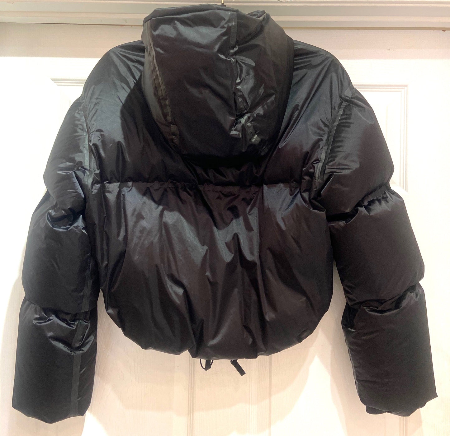 PRADA CROPPED TECHNICAL NYLON DOWN JACKET