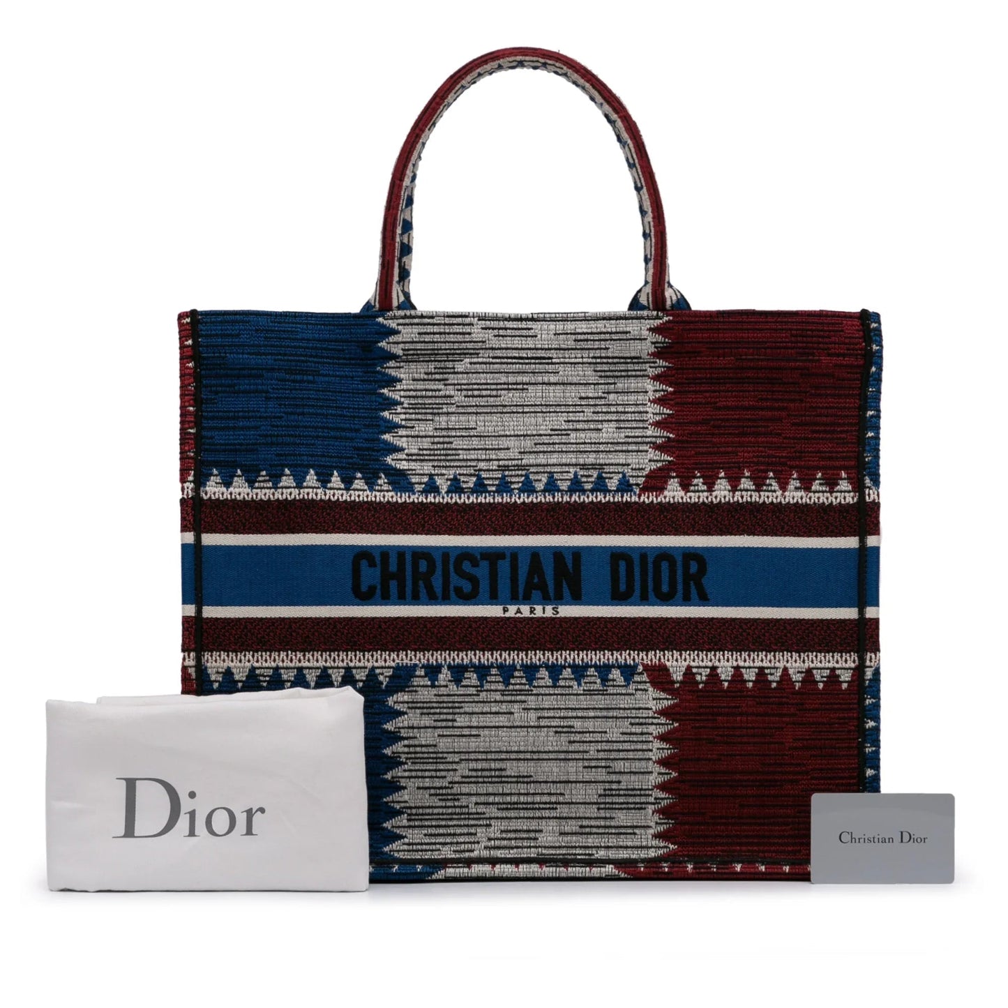 Blue Dior Large French Flag Book Tote