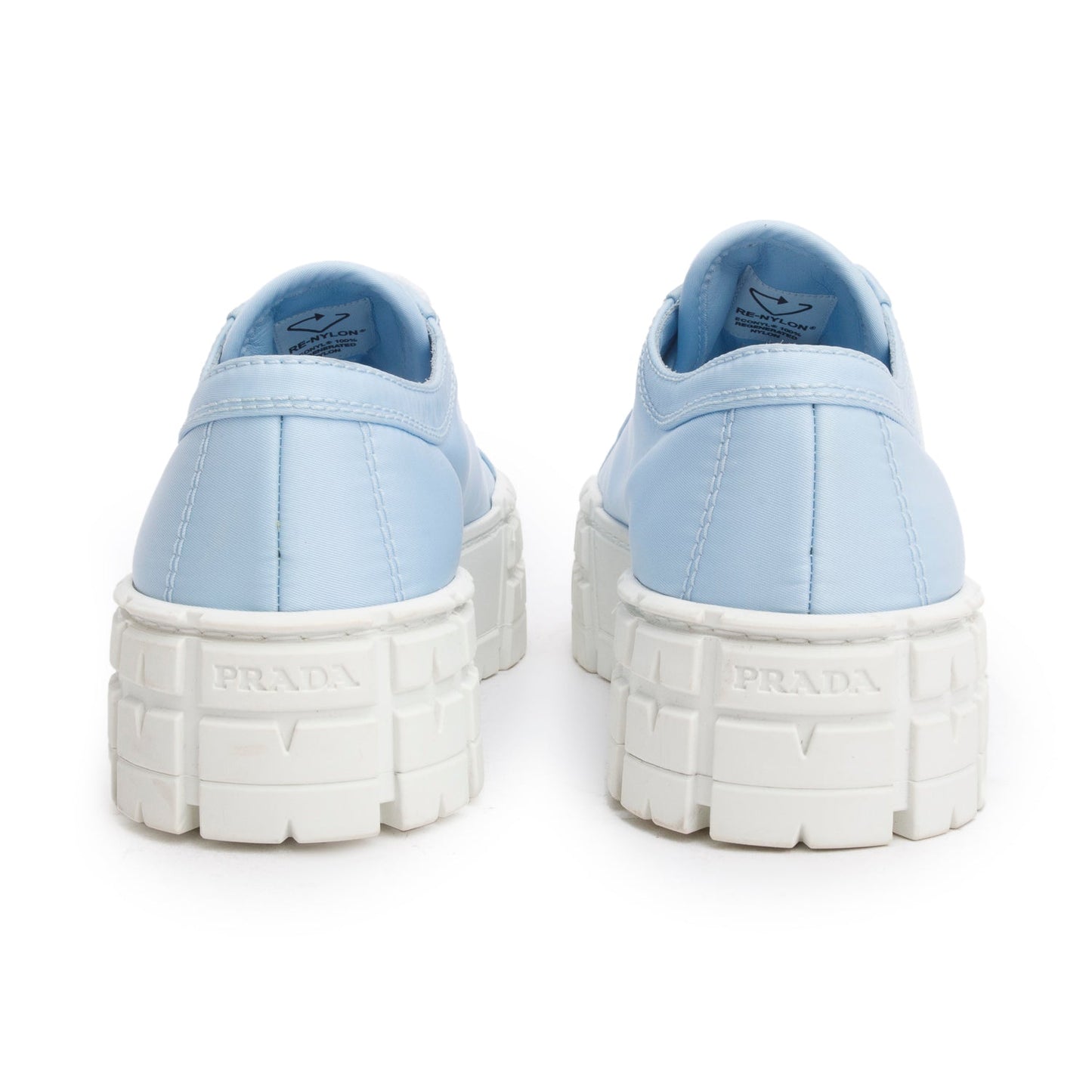 Prada Blue Re-Nylon Gabardine Wheel Logo Sneakers, Size 37