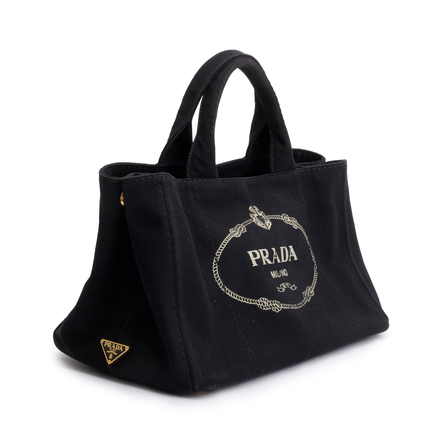 Prada Black Canvas Canapa Logo Tote