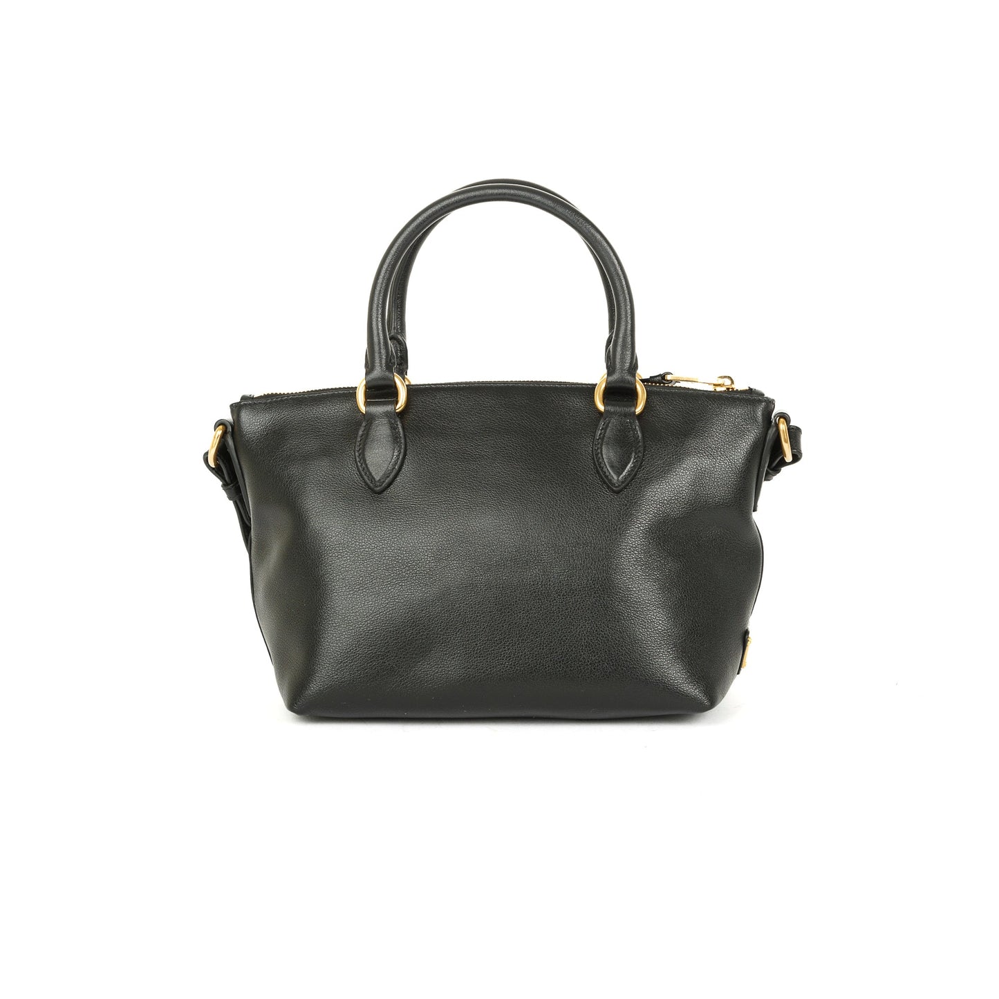 Prada Black Glace Calf Embossed Logo Tote