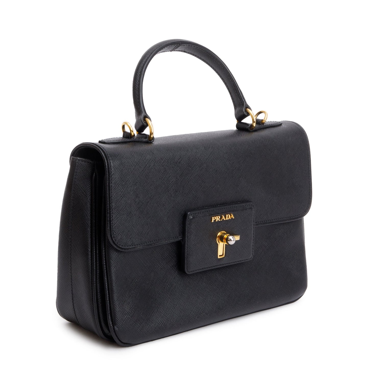 Prada Black Saffiano Top55 Handle Tote