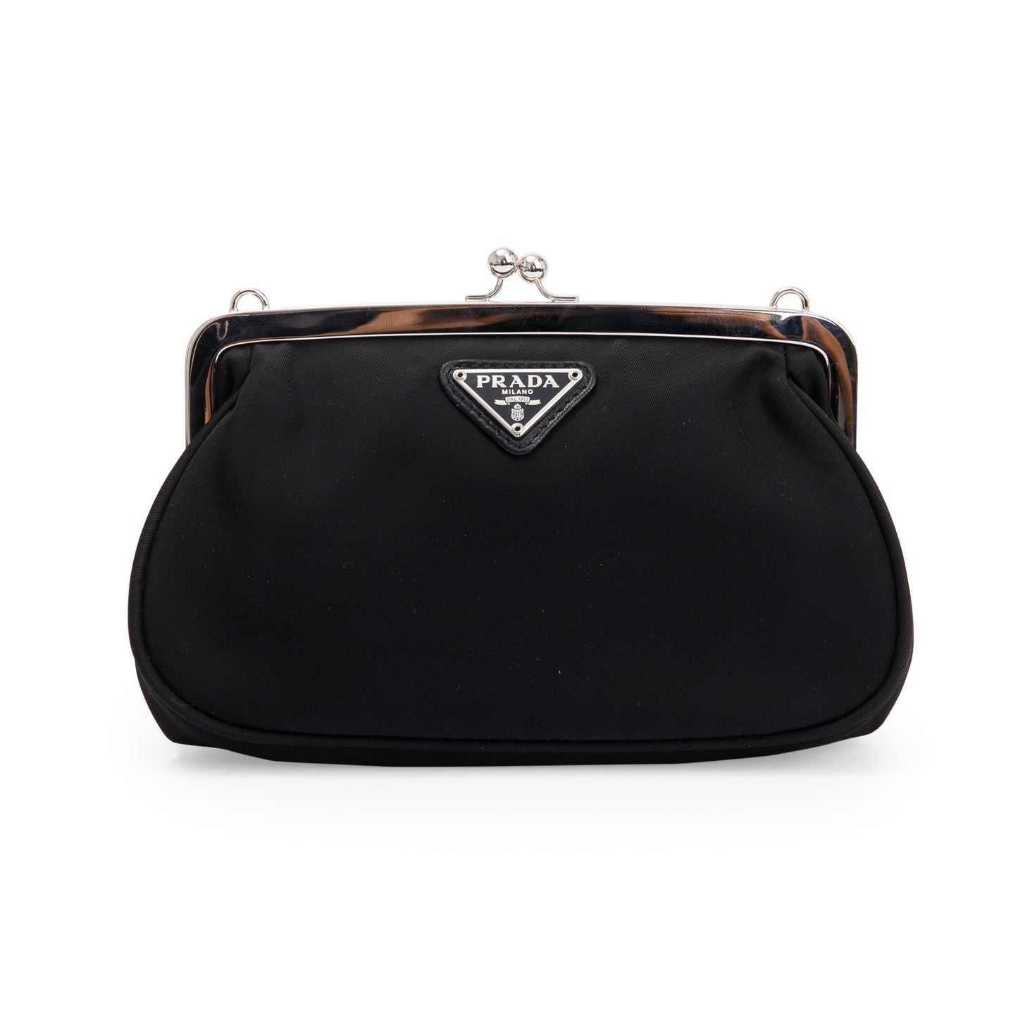 Prada Black Tessuto Nylon Kisslock Crossbody Bag