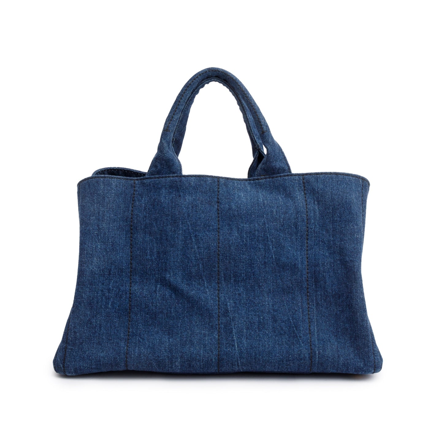 Prada Blue Denim Logo Canapa Large Tote