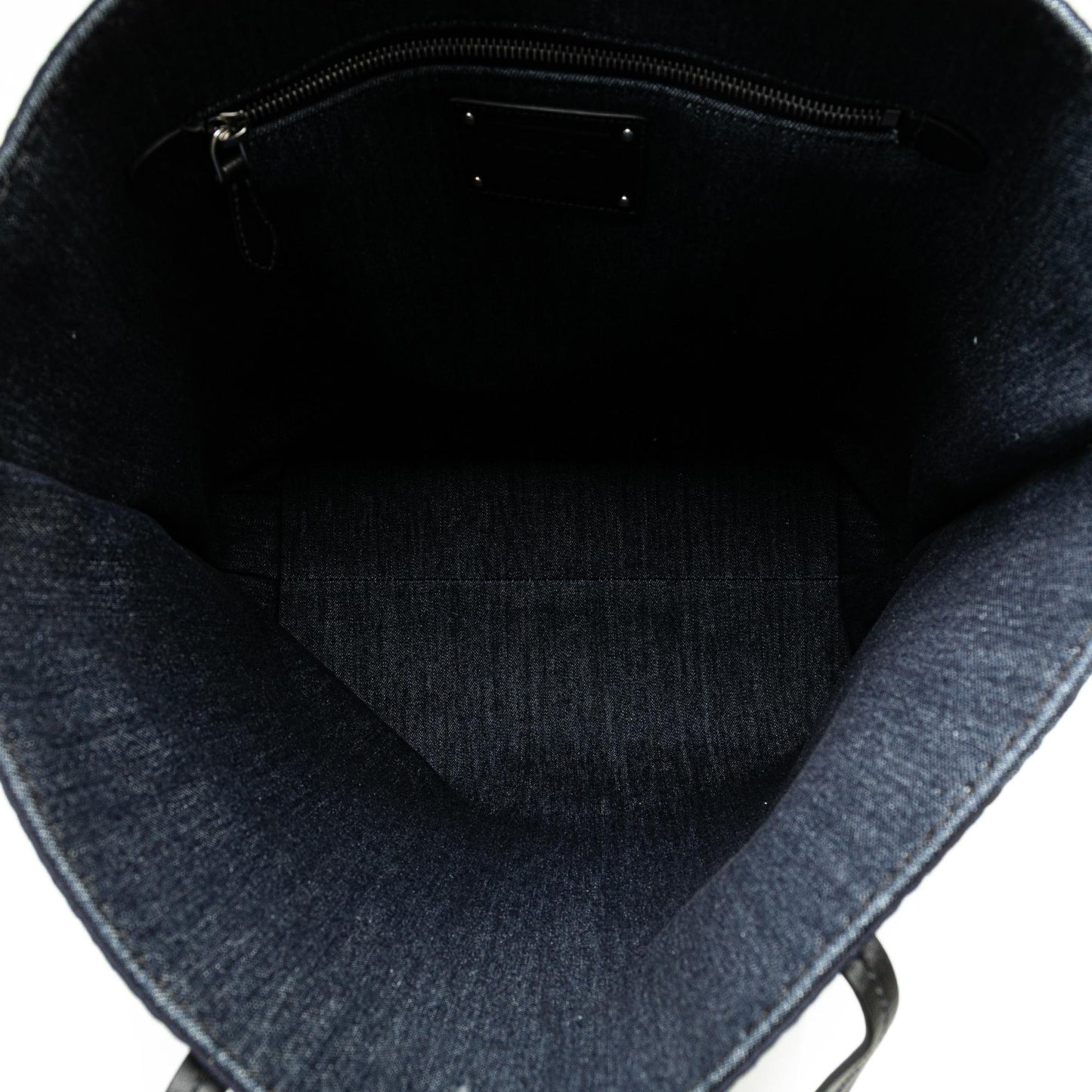 Prada Denim Mistolino Vitello Logo Tote