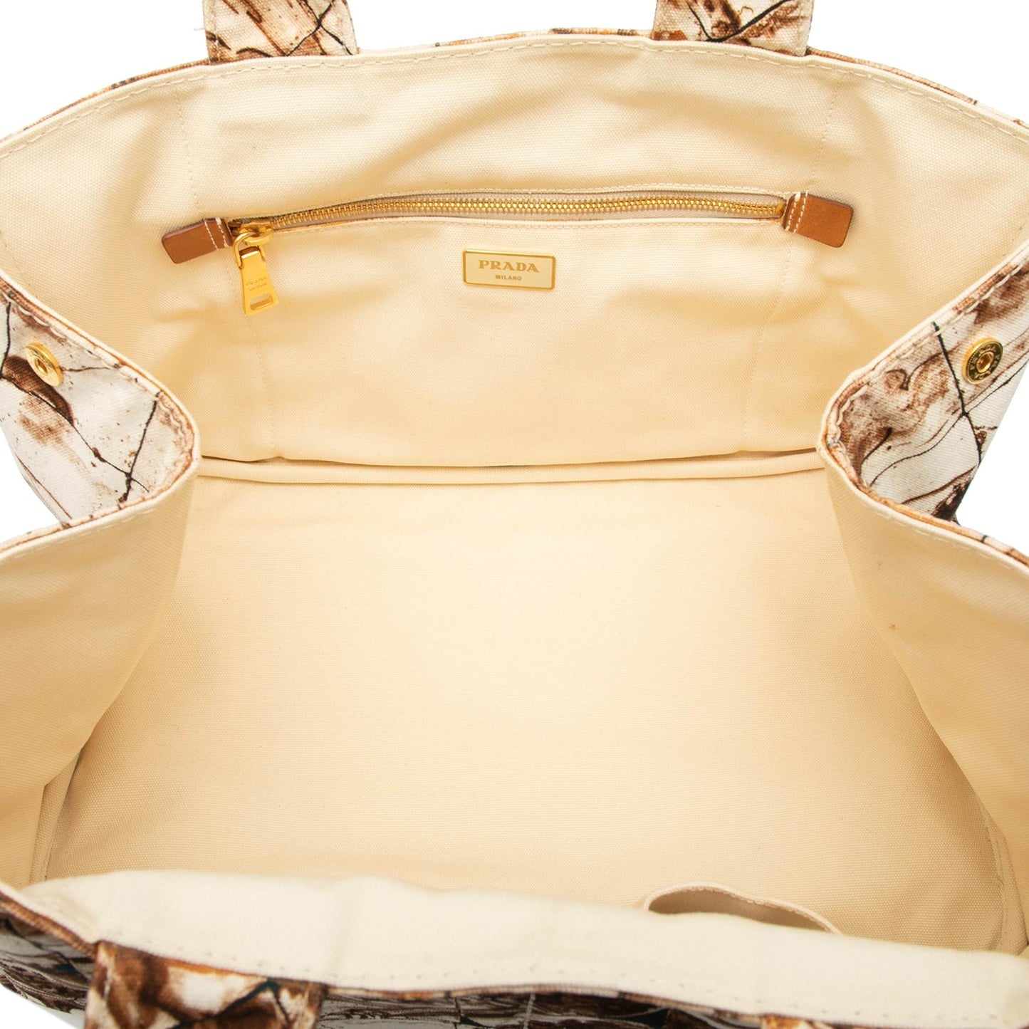 Prada Large Canvas Canapa Azulejos Satchel