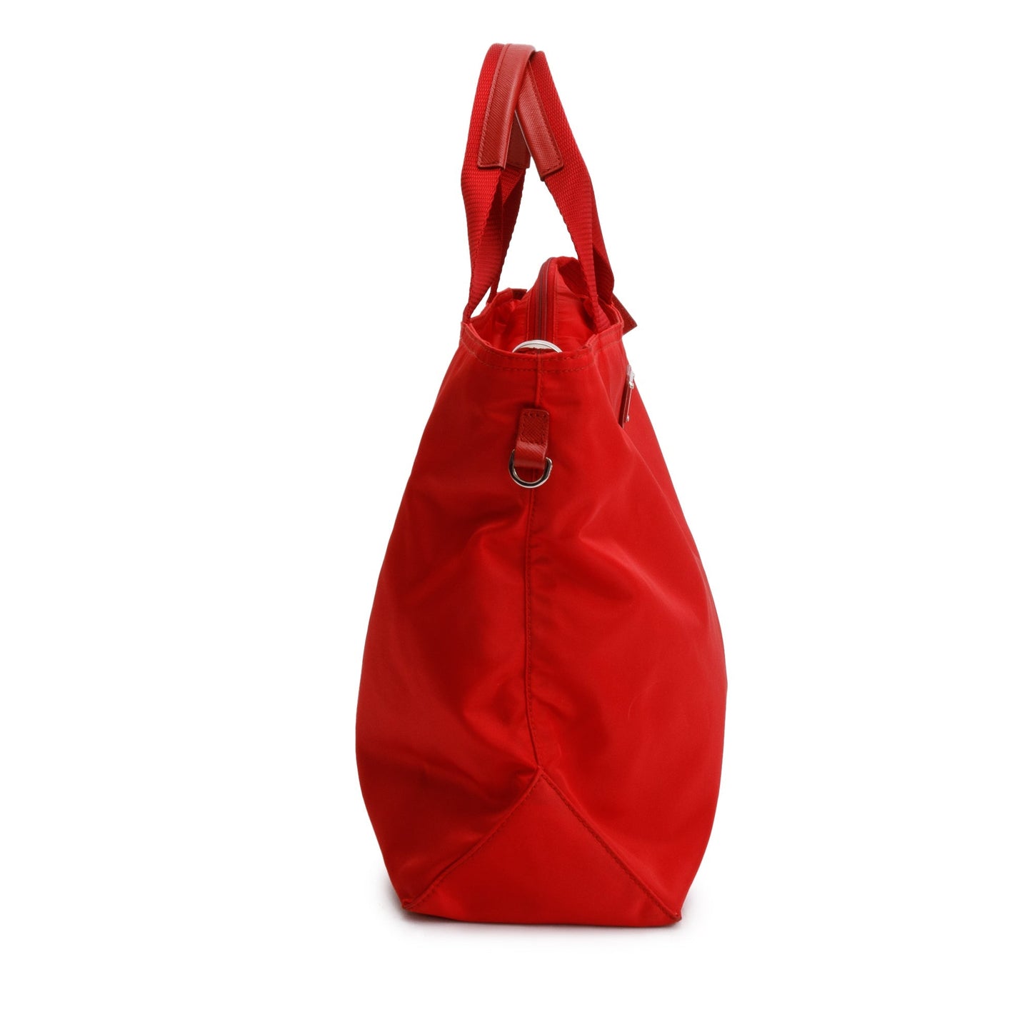 Prada Red Leather Trimmed Tessuto Nylon Convertible Tote